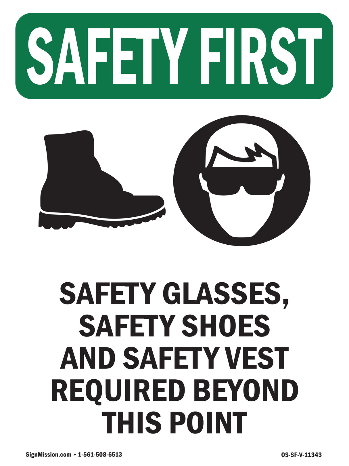 Safety Glasses, Safety Shoes With Symbol
