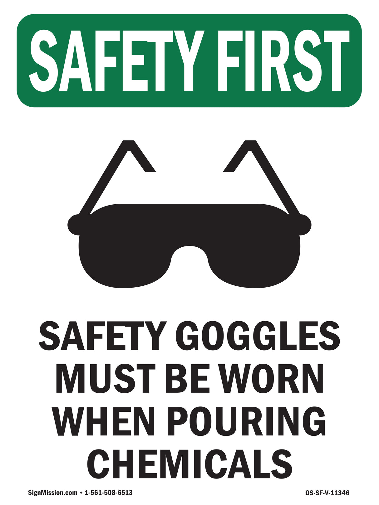 Safety Goggles Must Be Worn With Symbol