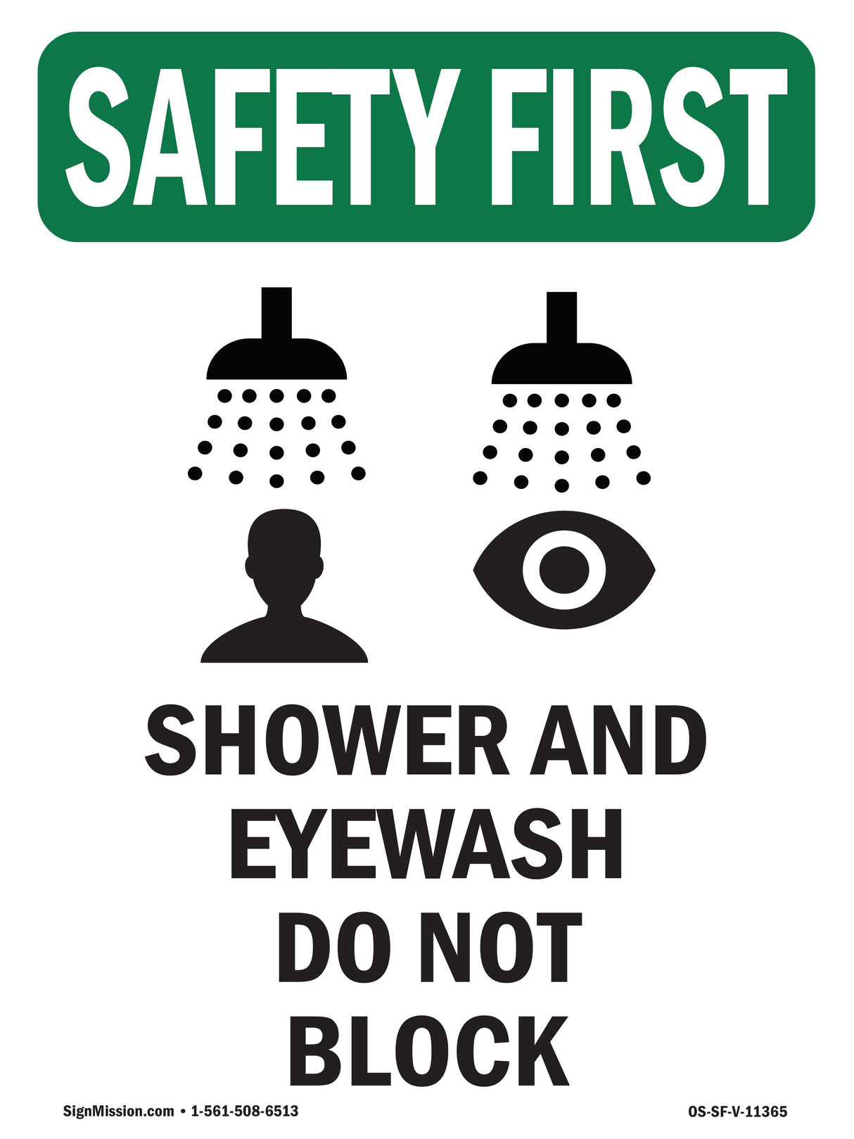 Shower And Eyewash Do Not Block With Symbol