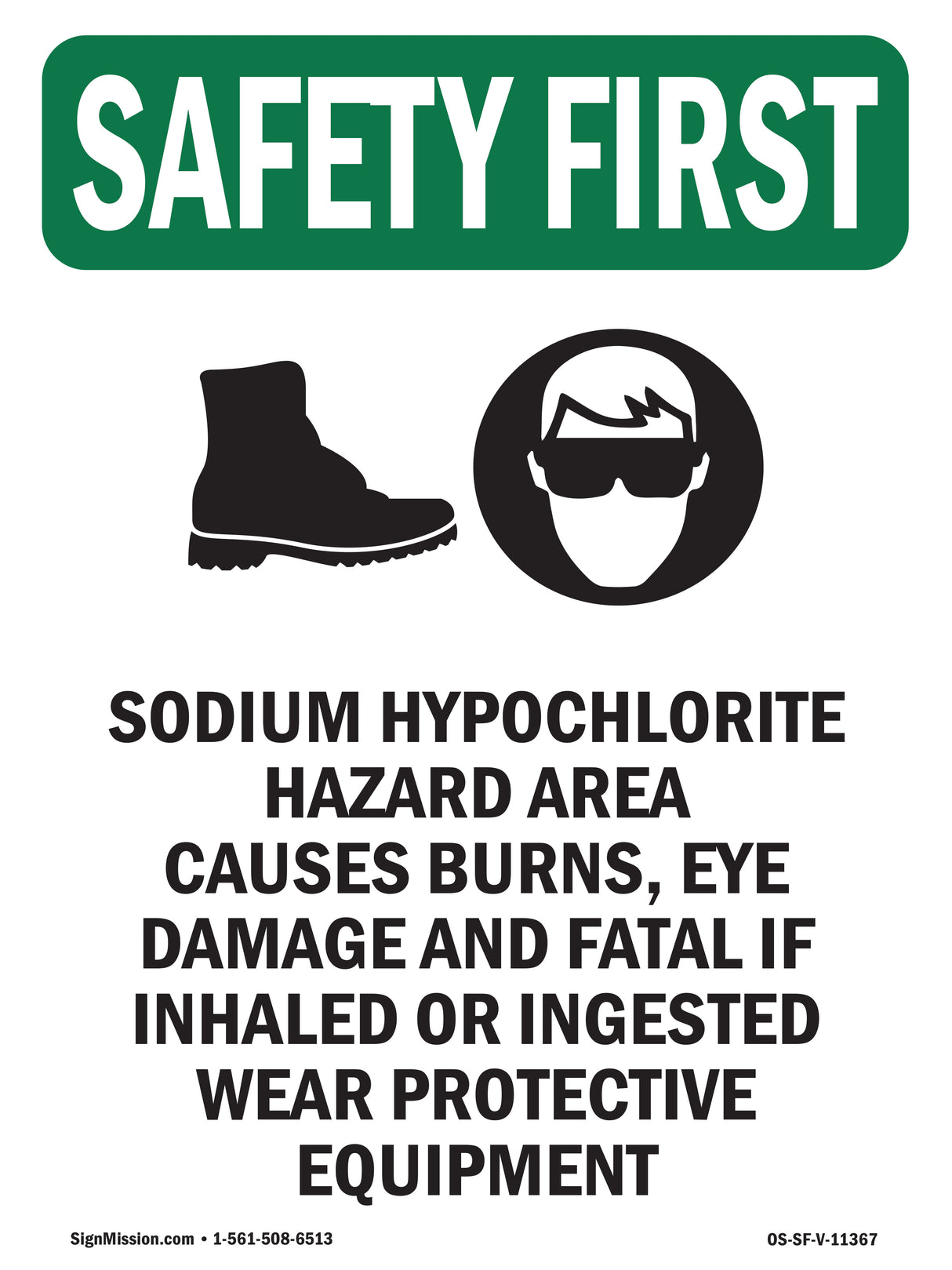 Sodium Hypochlorite Hazard Area With Symbol