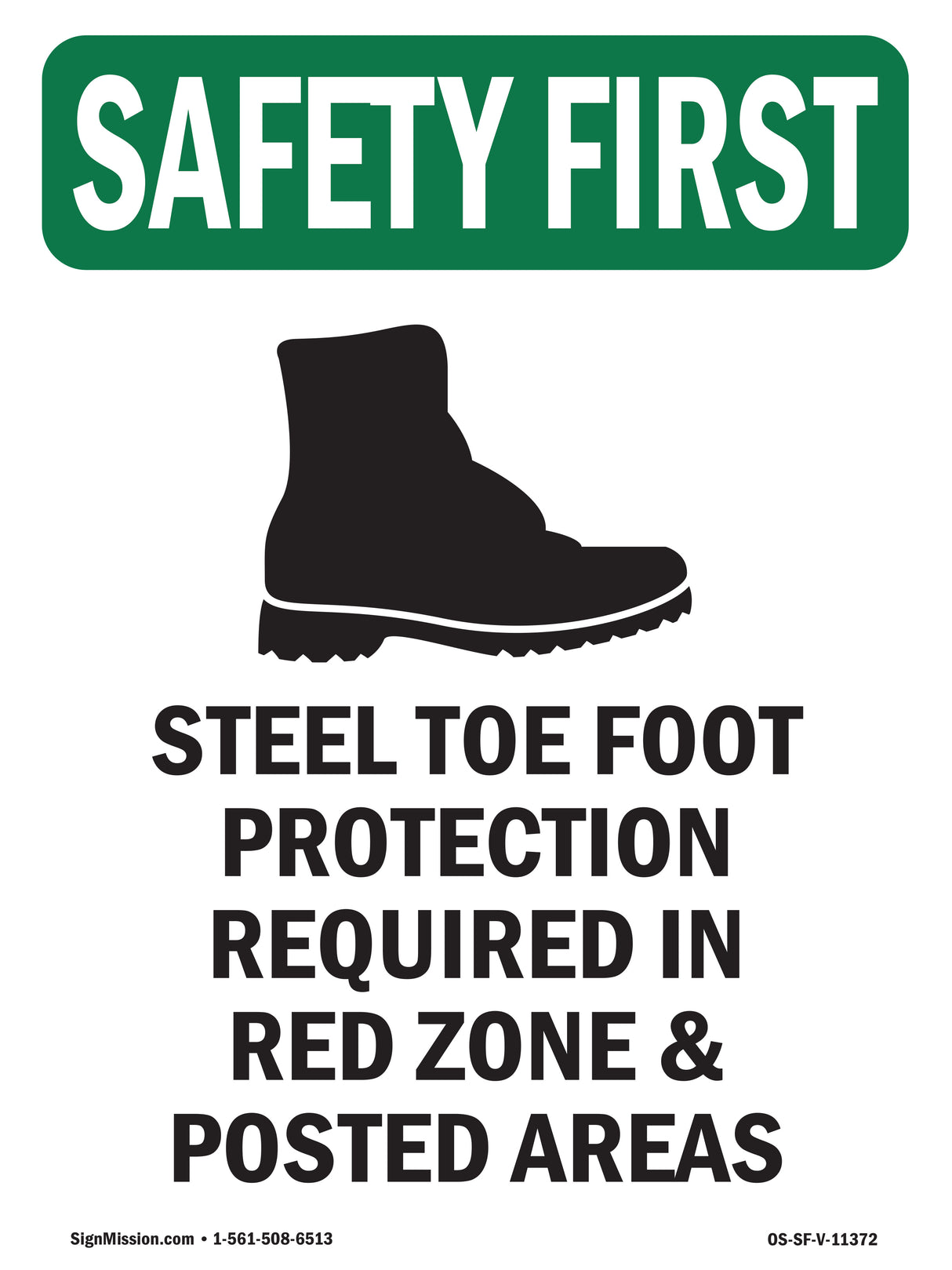 Steel Toe Foot Protection Required With Symbol