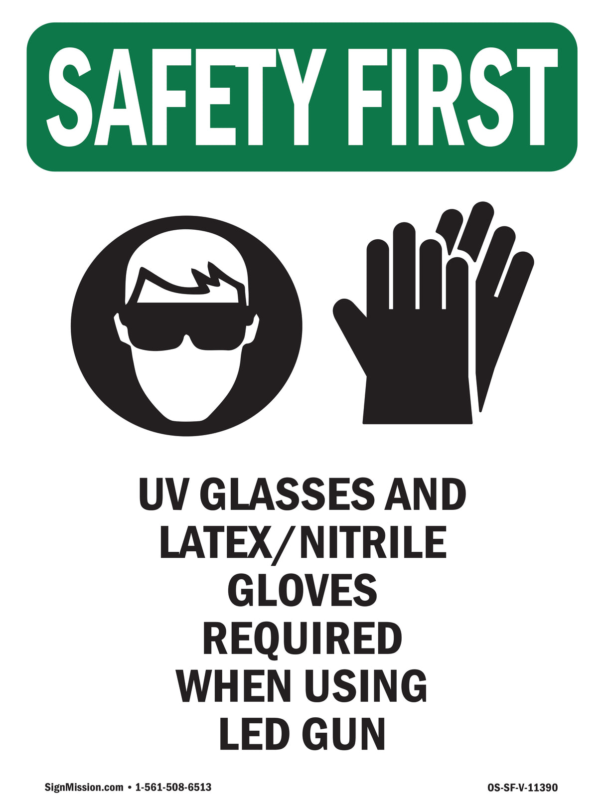 UV Glasses And Latex Nitrile With Symbol