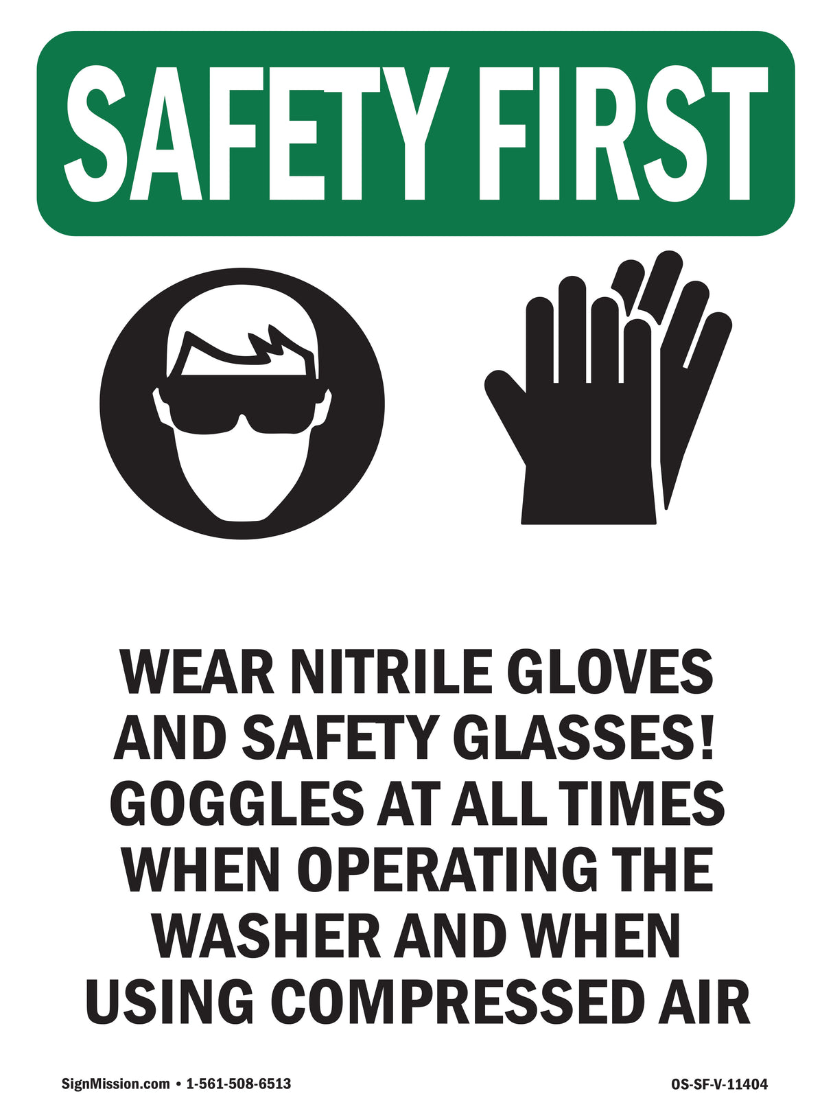 Wear Nitrile Gloves And Safety With Symbol
