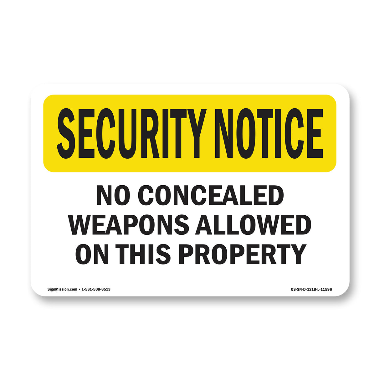 No Concealed Weapons On Property
