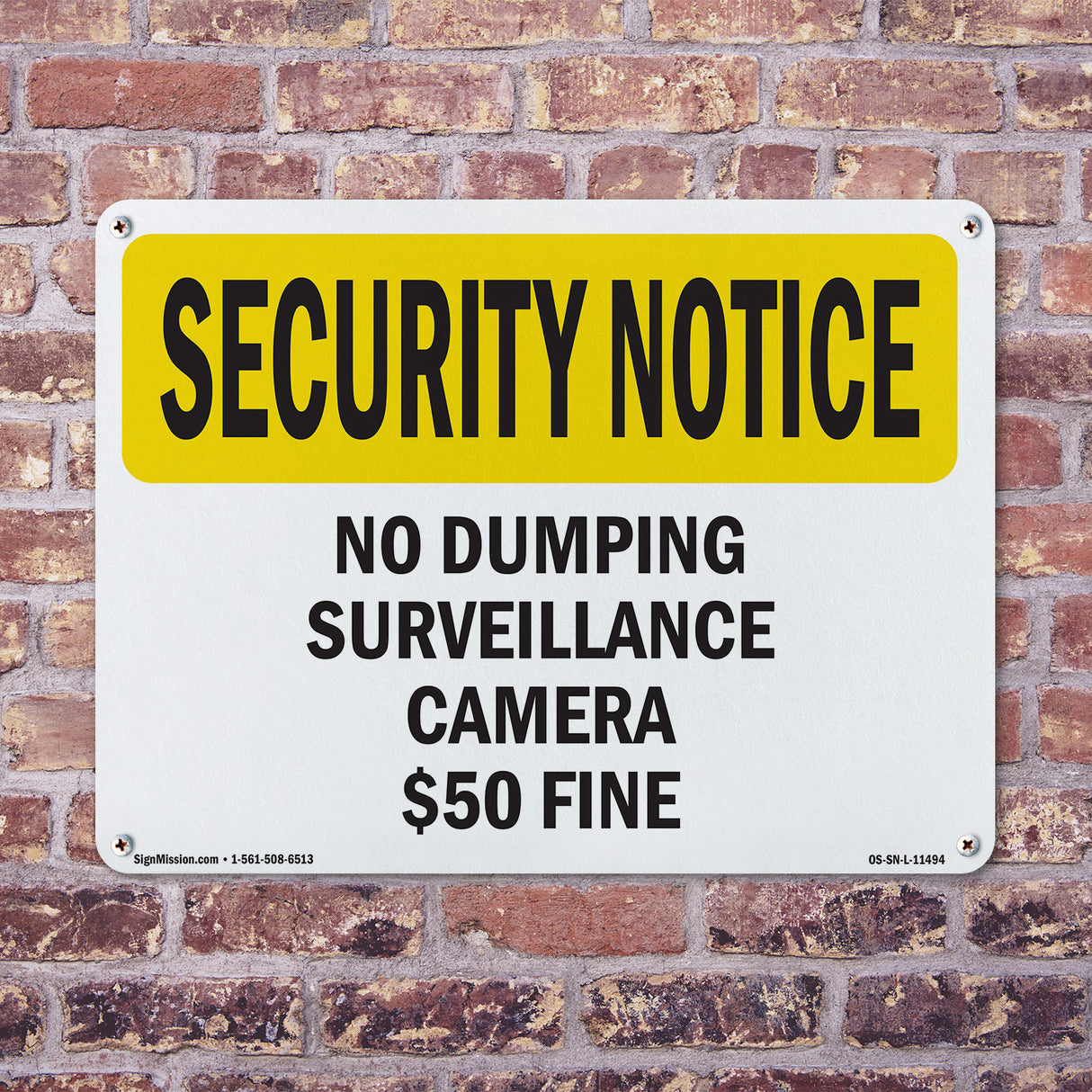 No Dumping Surveillance Camera $50 Fine