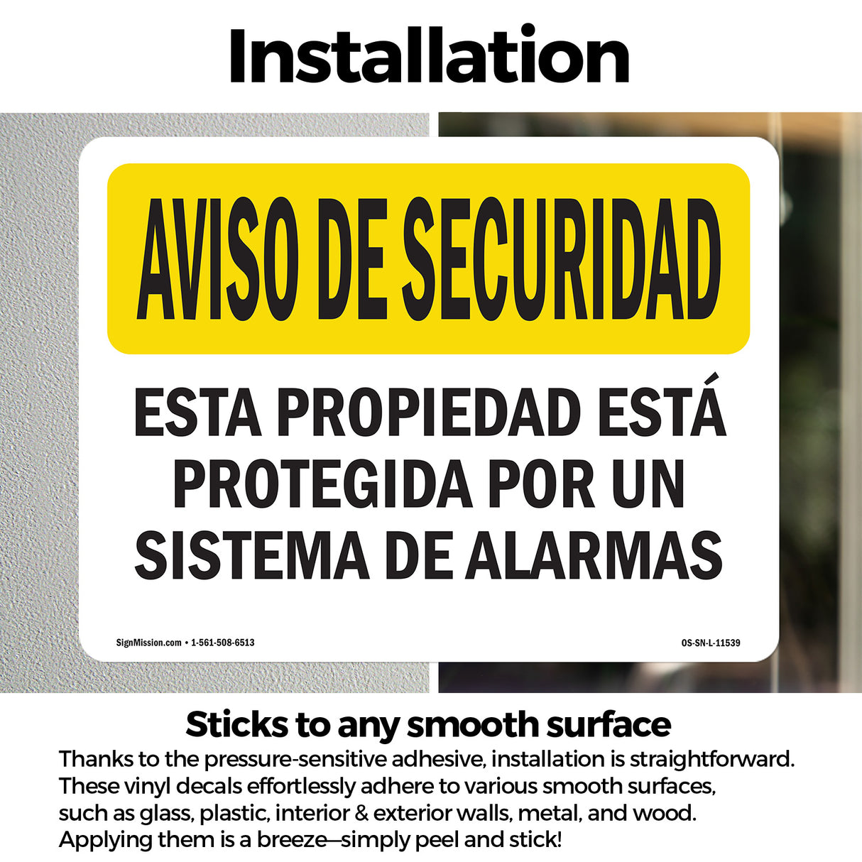 Facility Protected By Alarm Spanish