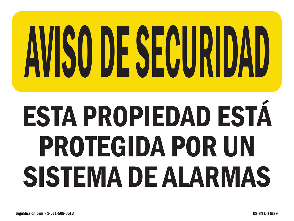 Facility Protected By Alarm Spanish