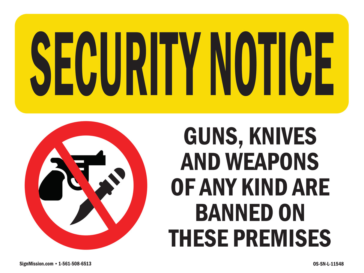 Guns Knives Weapons Banned Premises