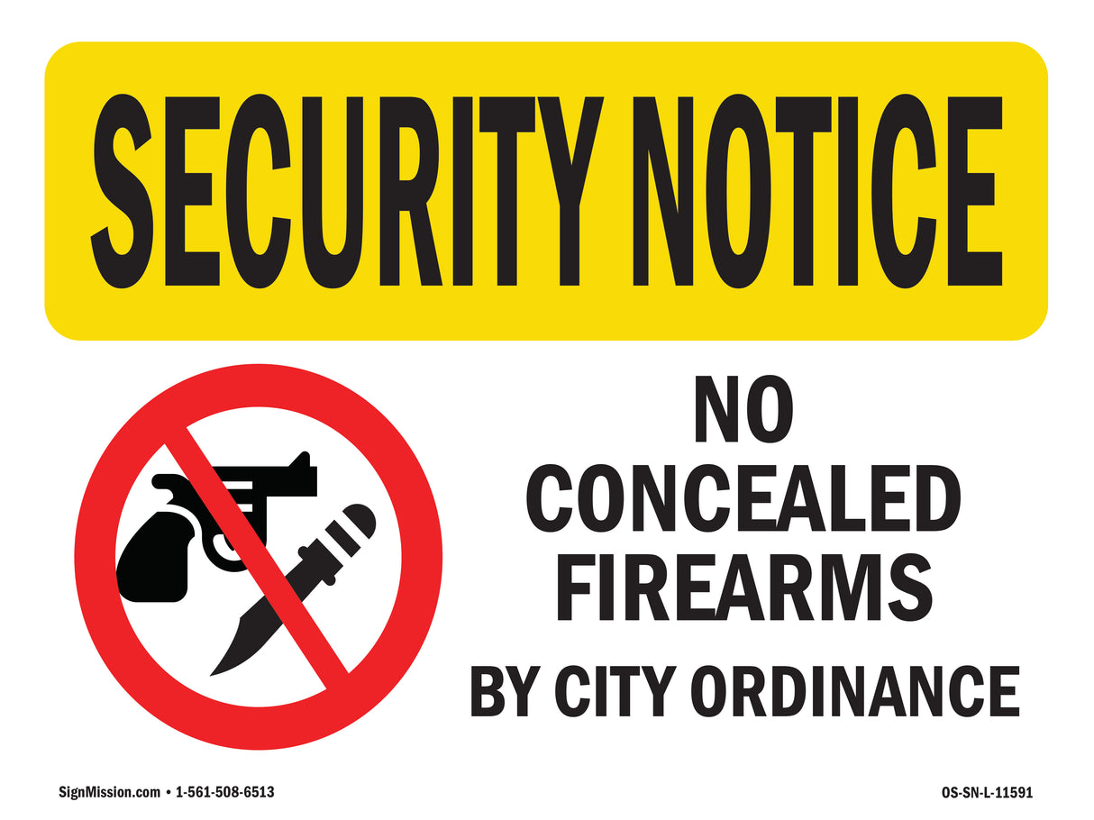 No Concealed Weapons By City