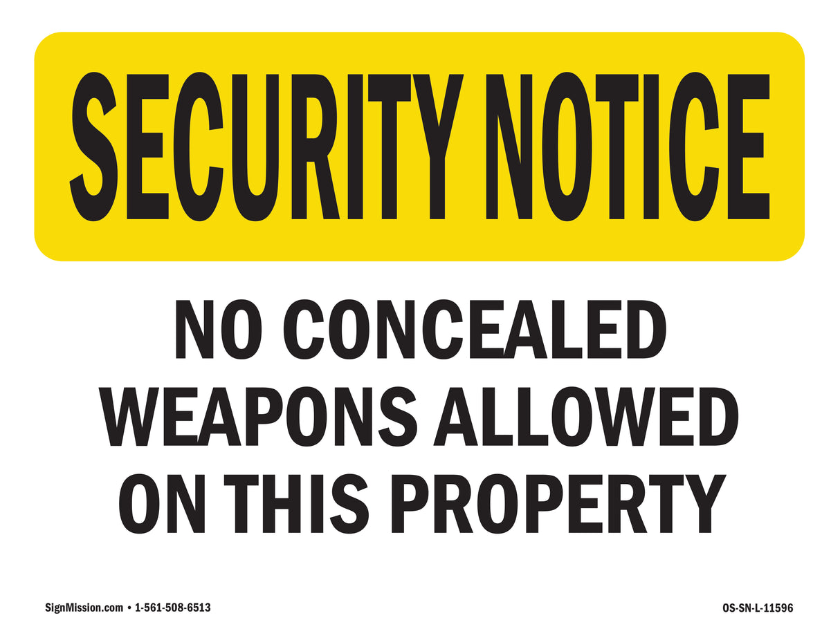 No Concealed Weapons On Property