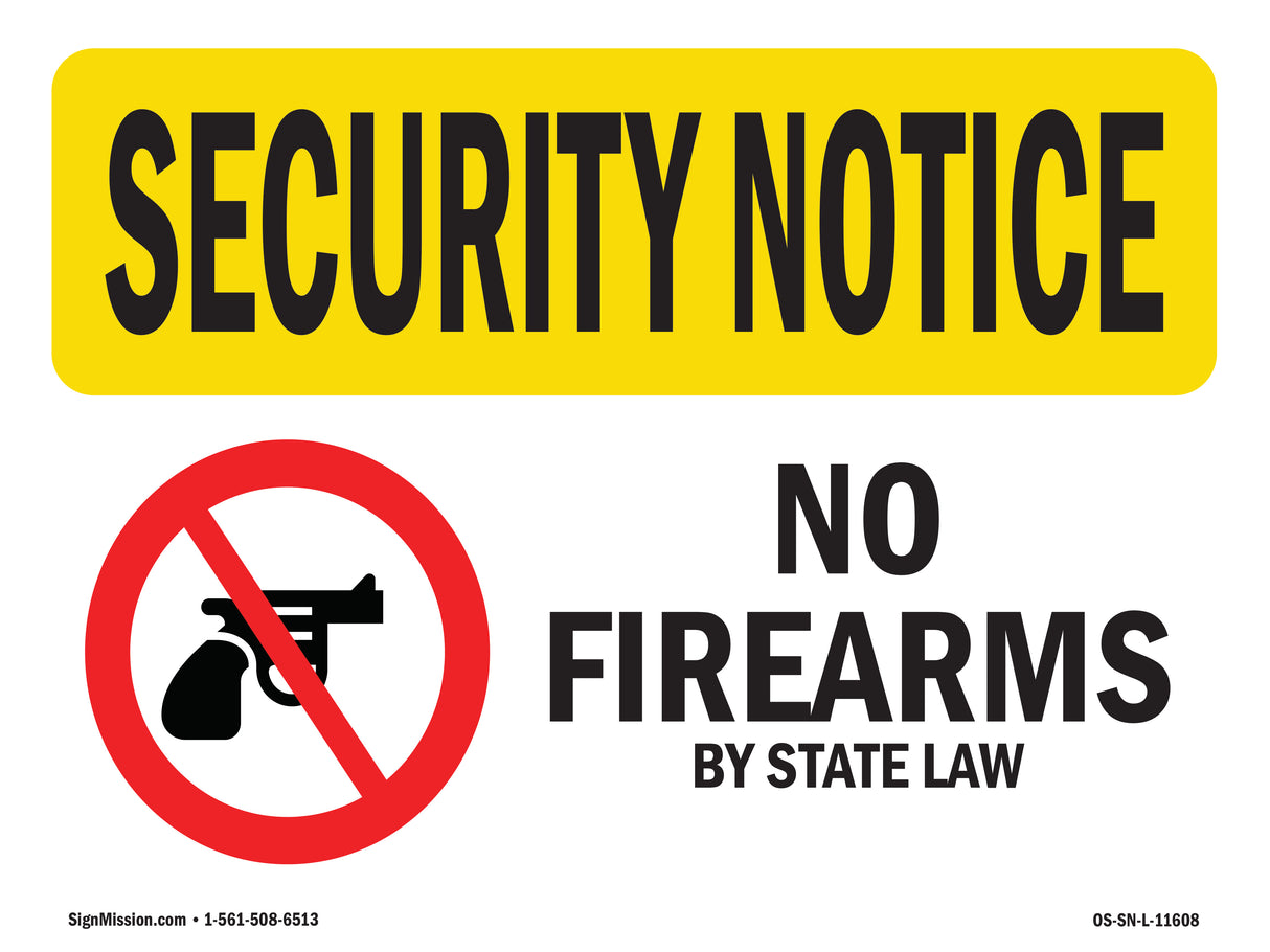 No Firearms By State Law Bilingual