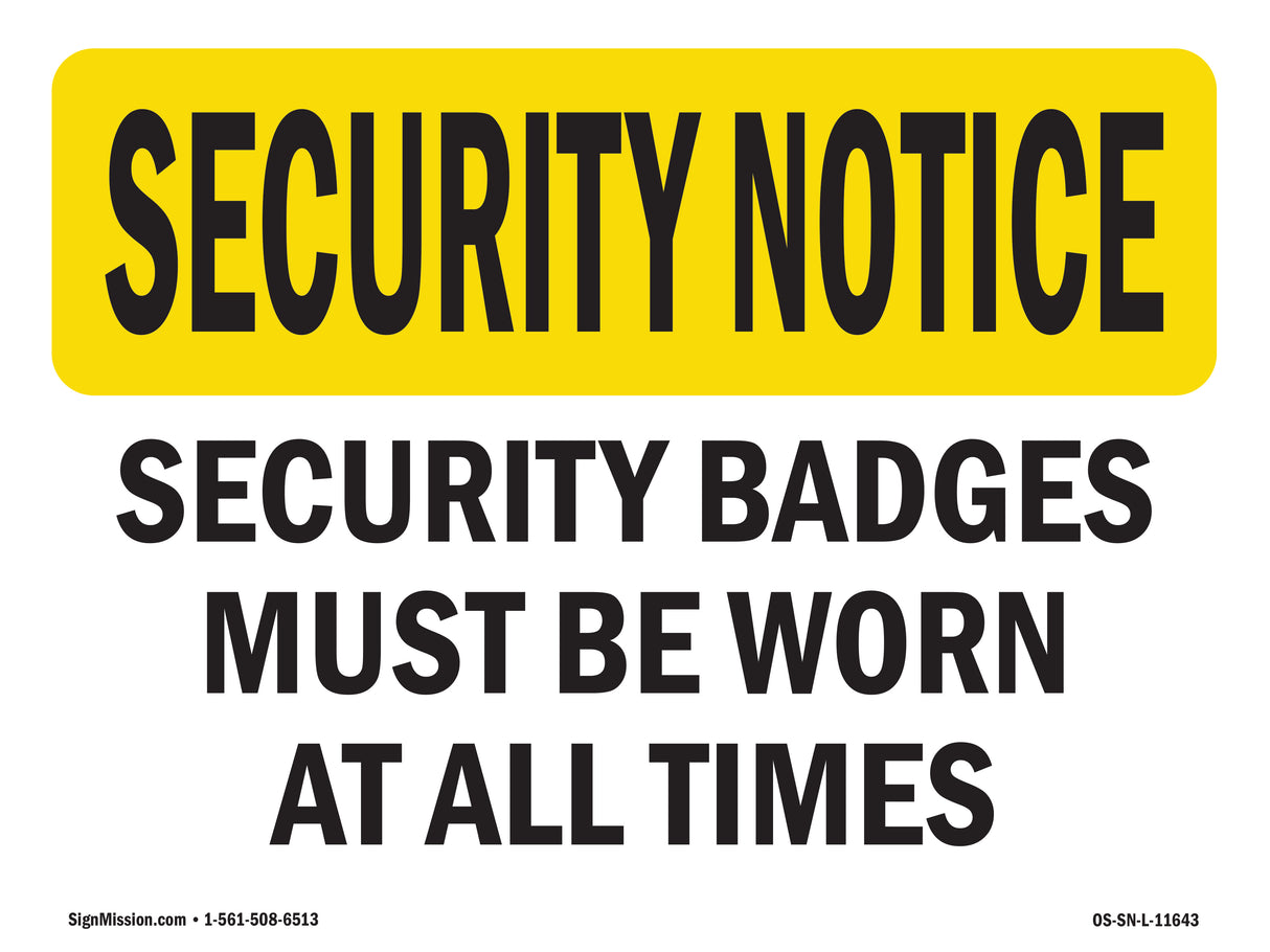 Security Badges Must Be Worn