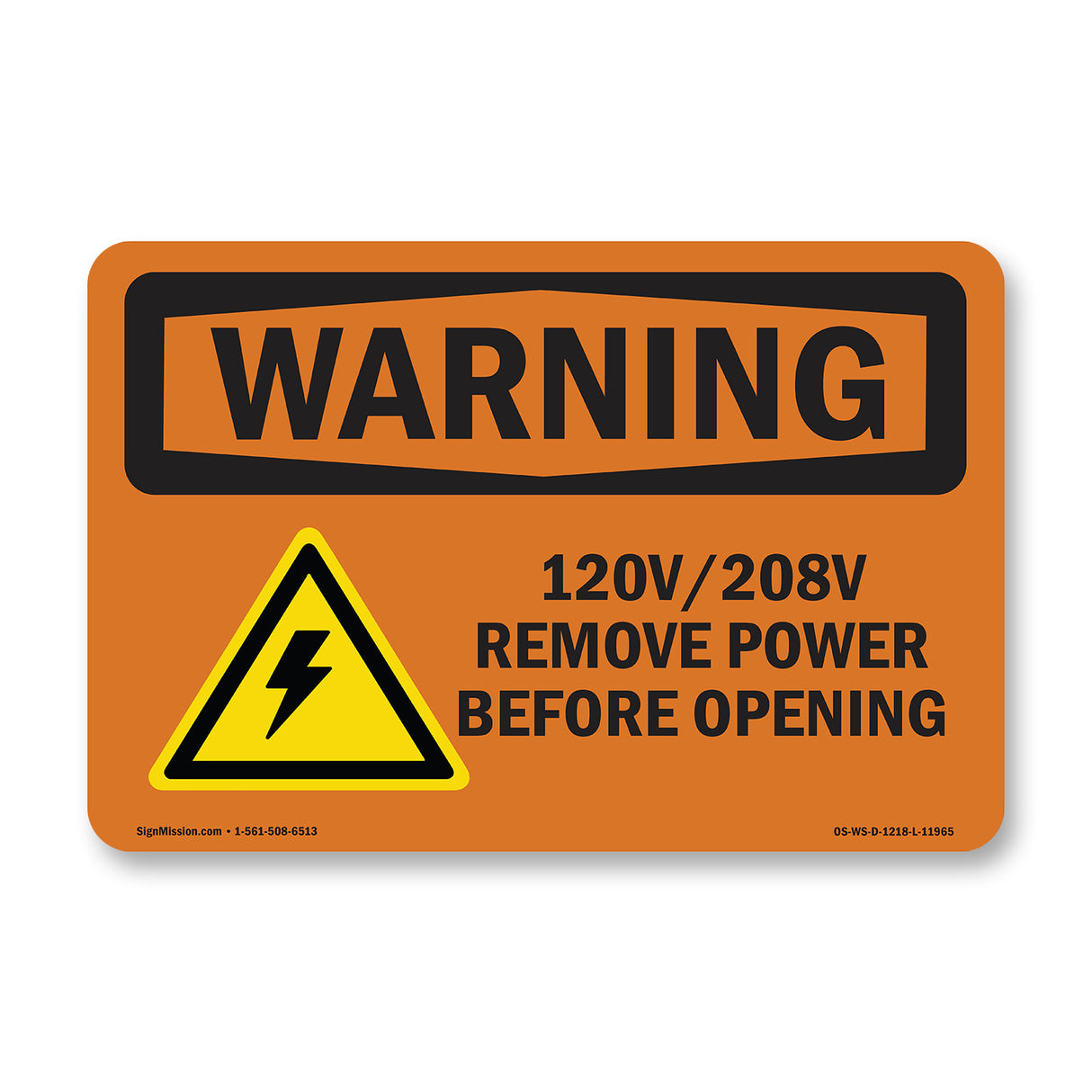 120V 208V Remove power before opening With Symbol