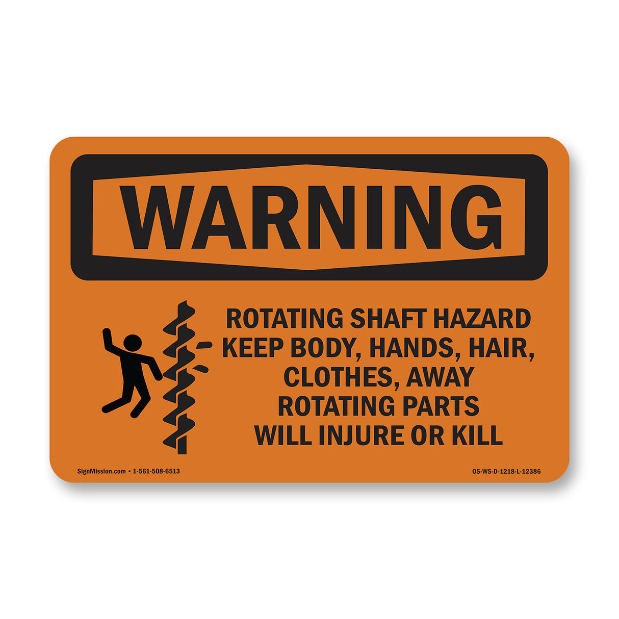 Rotating Shaft Hazard Keep Body, With Symbol