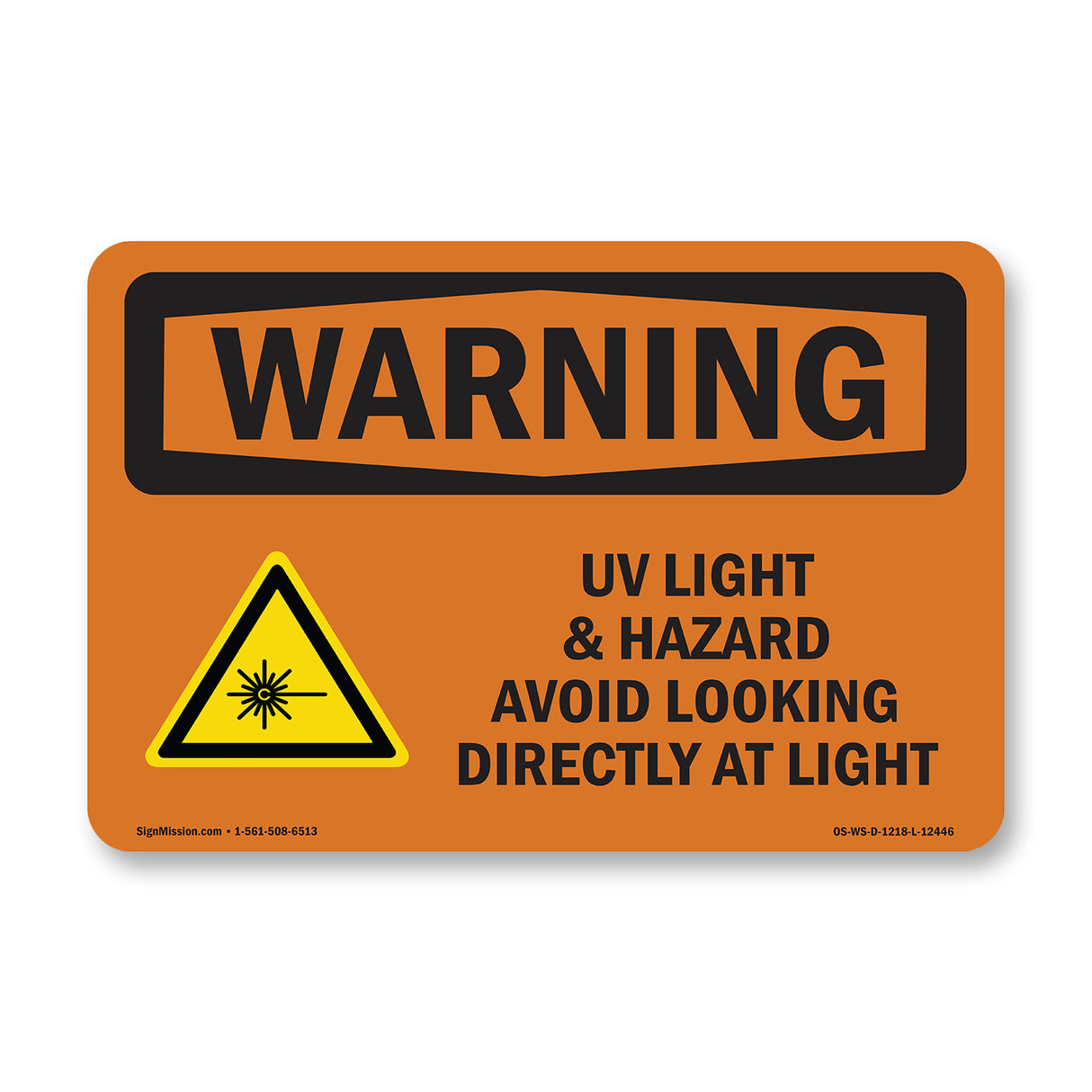 UV Light Hazard Avoid Looking With Symbol
