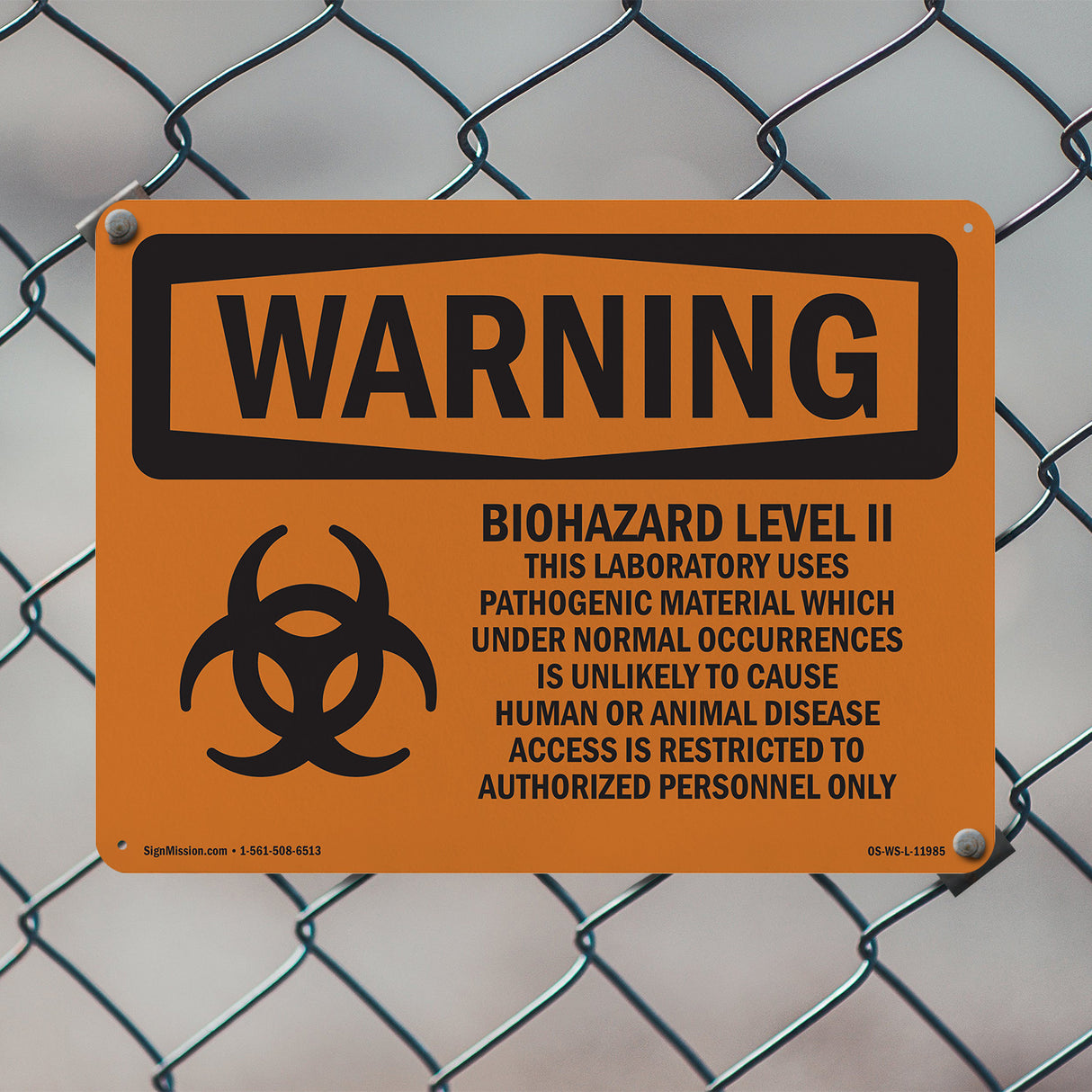Biohazard Level II This Laboratory With Symbol
