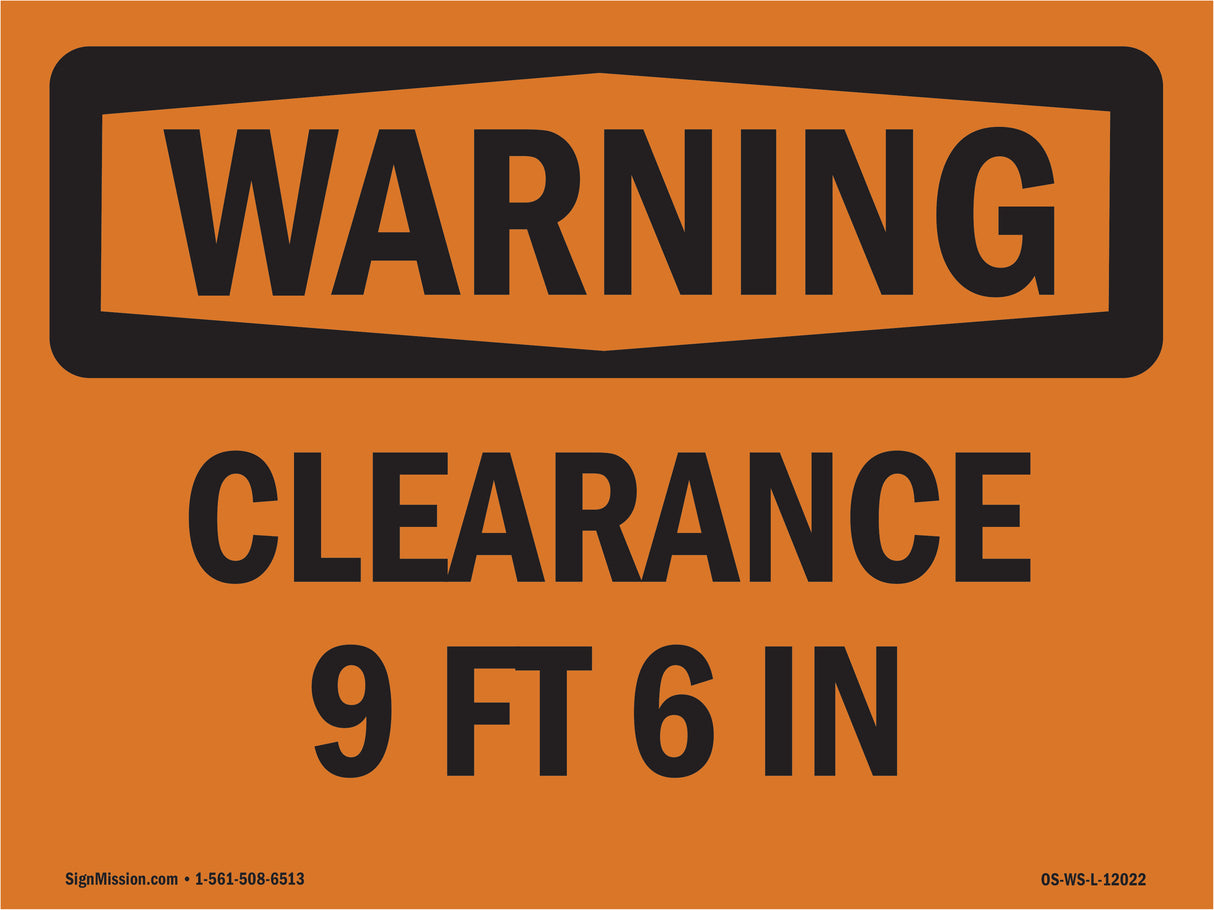 Clearance 9 Ft 6 In