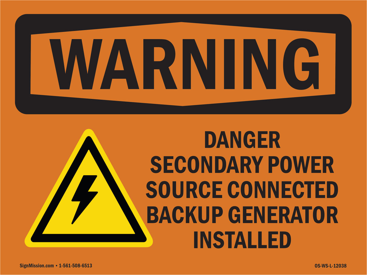 Danger Secondary Power Source With Symbol