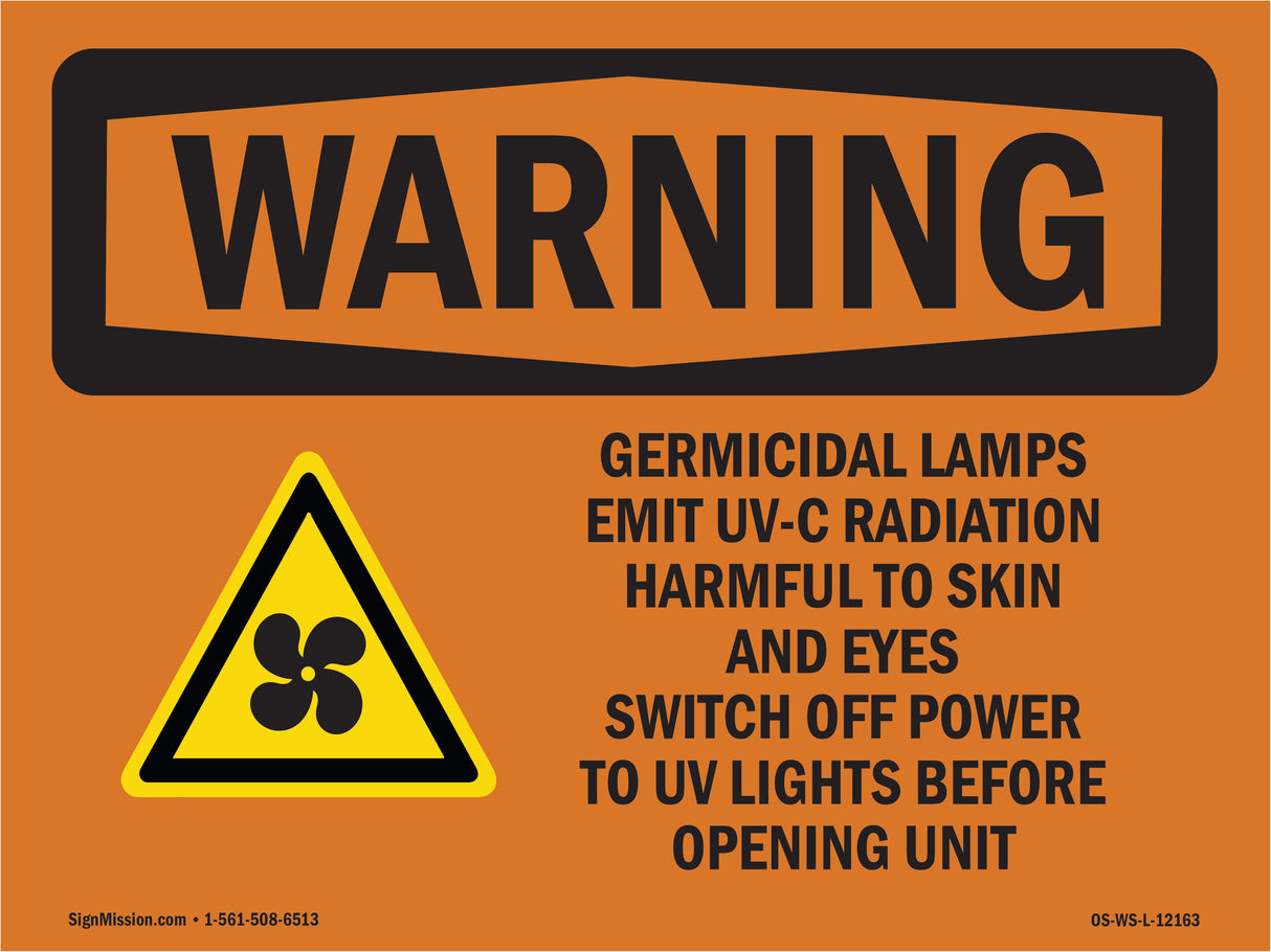 Germicidal Lamps Emit UV-C Radiation With Symbol