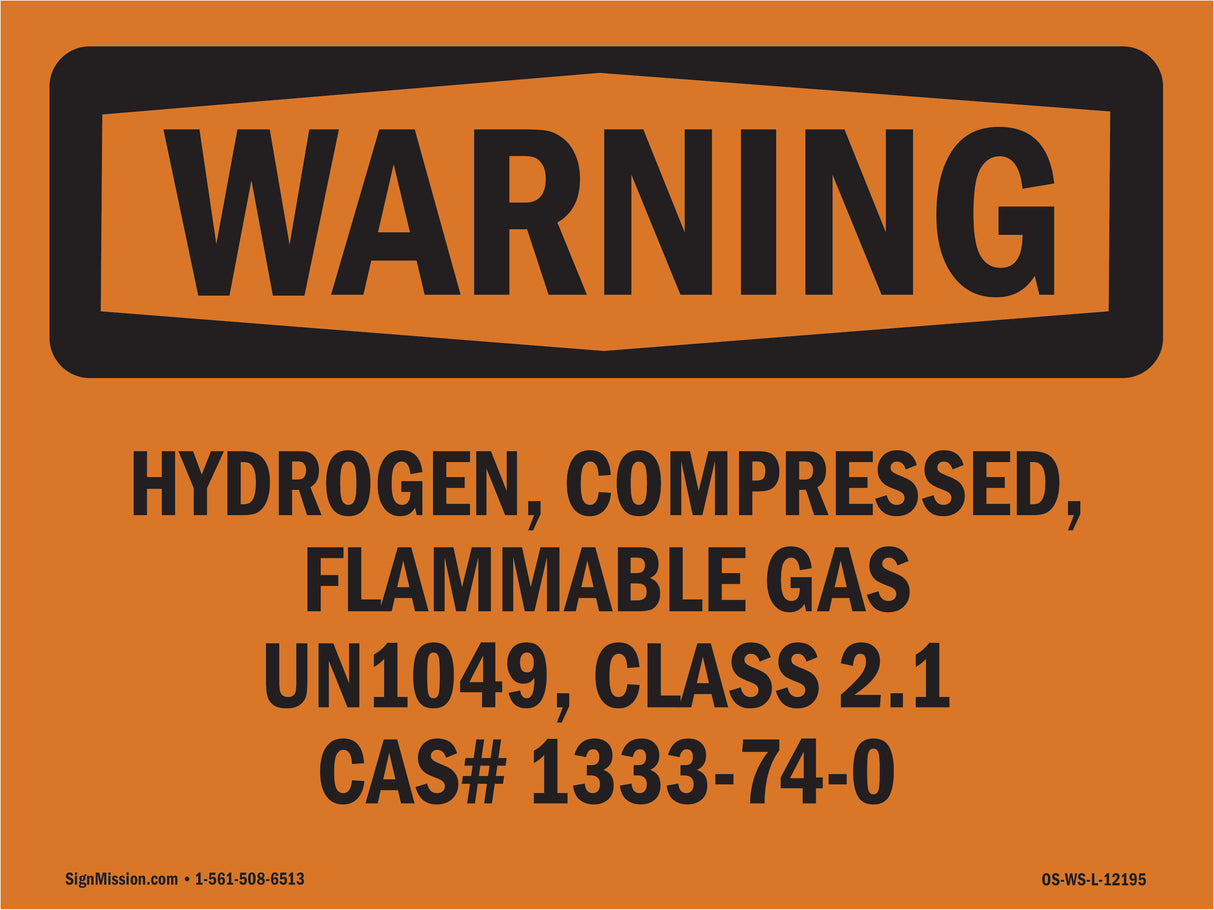 Hydrogen, Compressed, Flammable Gas Un1049,