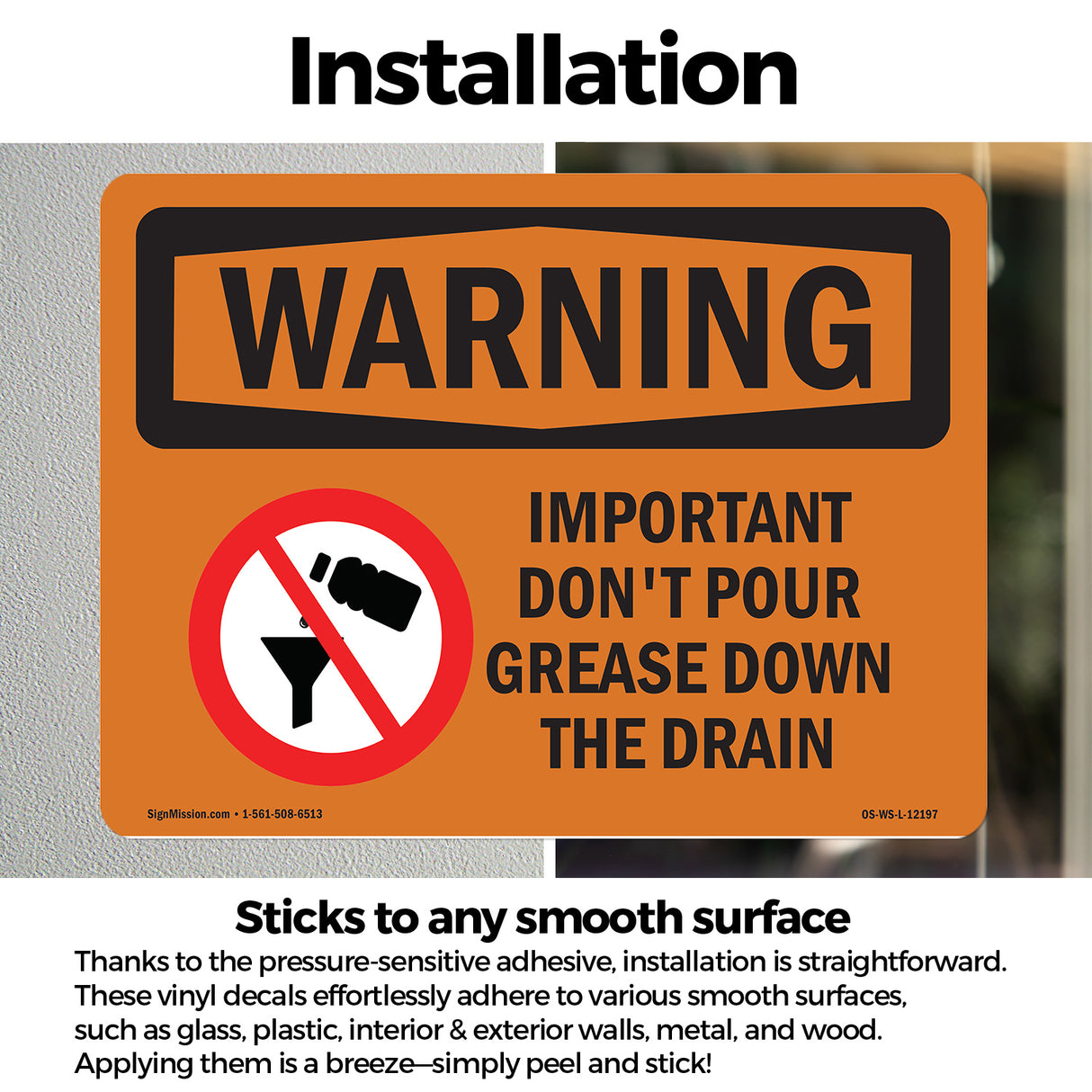 Important Don't Pour Grease With Symbol