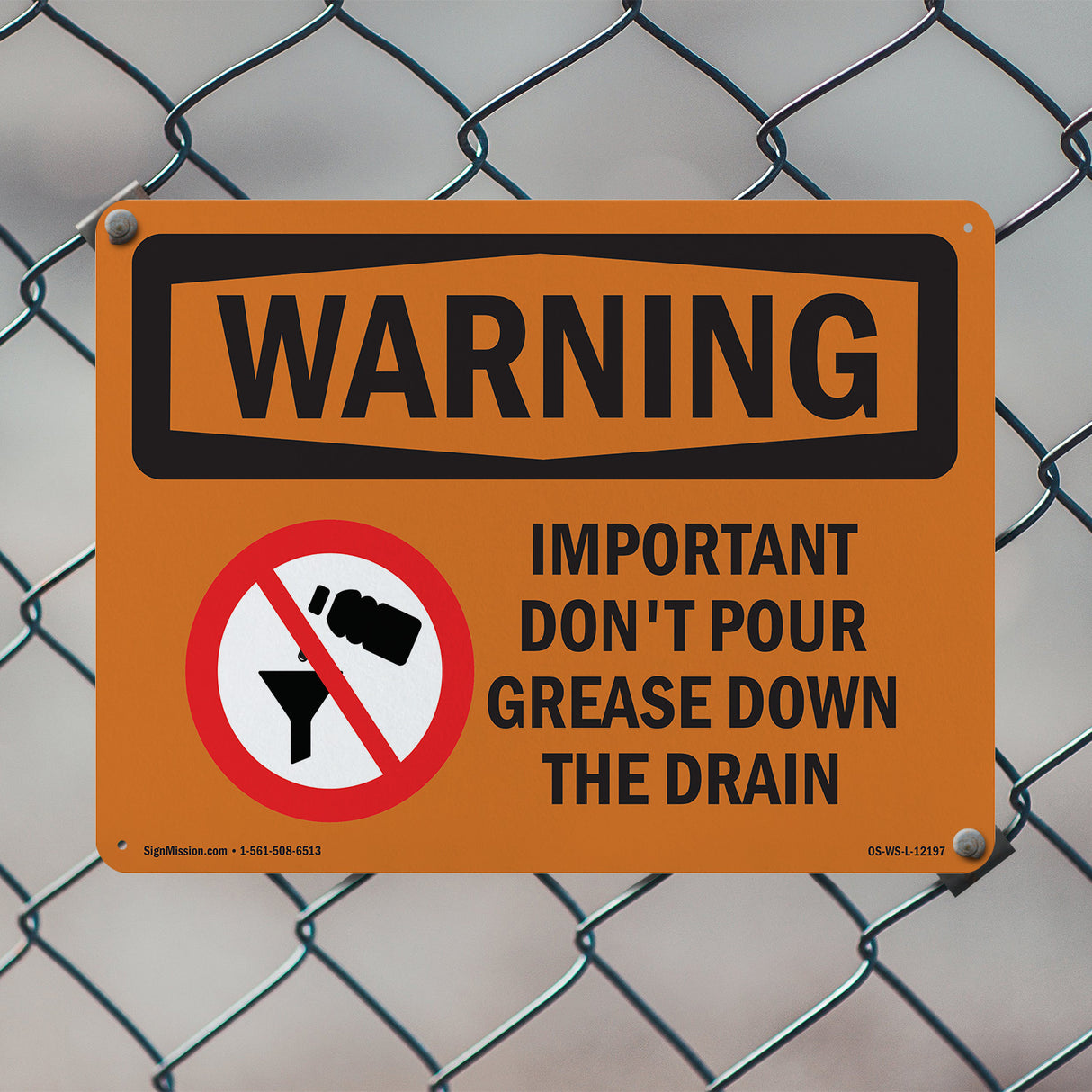 Important Don't Pour Grease With Symbol