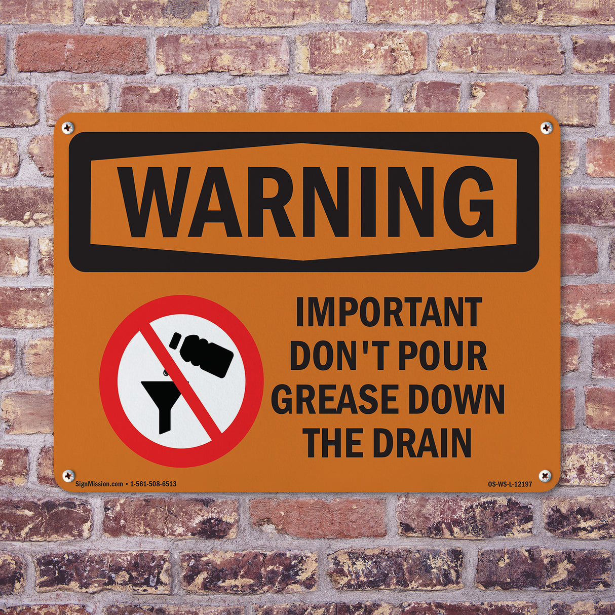 Important Don't Pour Grease With Symbol