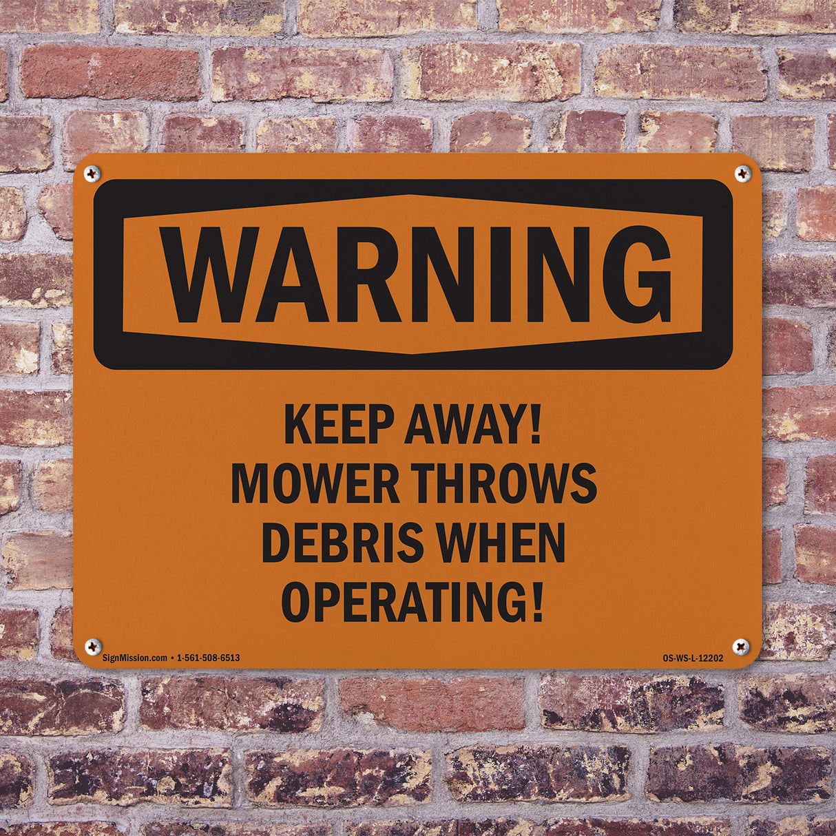 Keep Away! Mower Throws Debris When Operating!