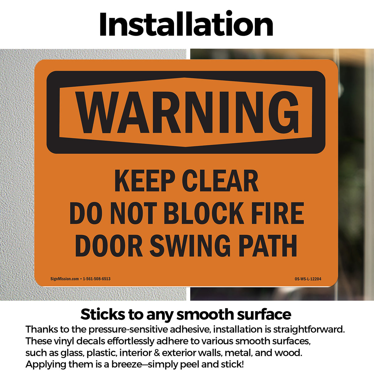 Keep Clear Do Not Block Fire Door Swing Path