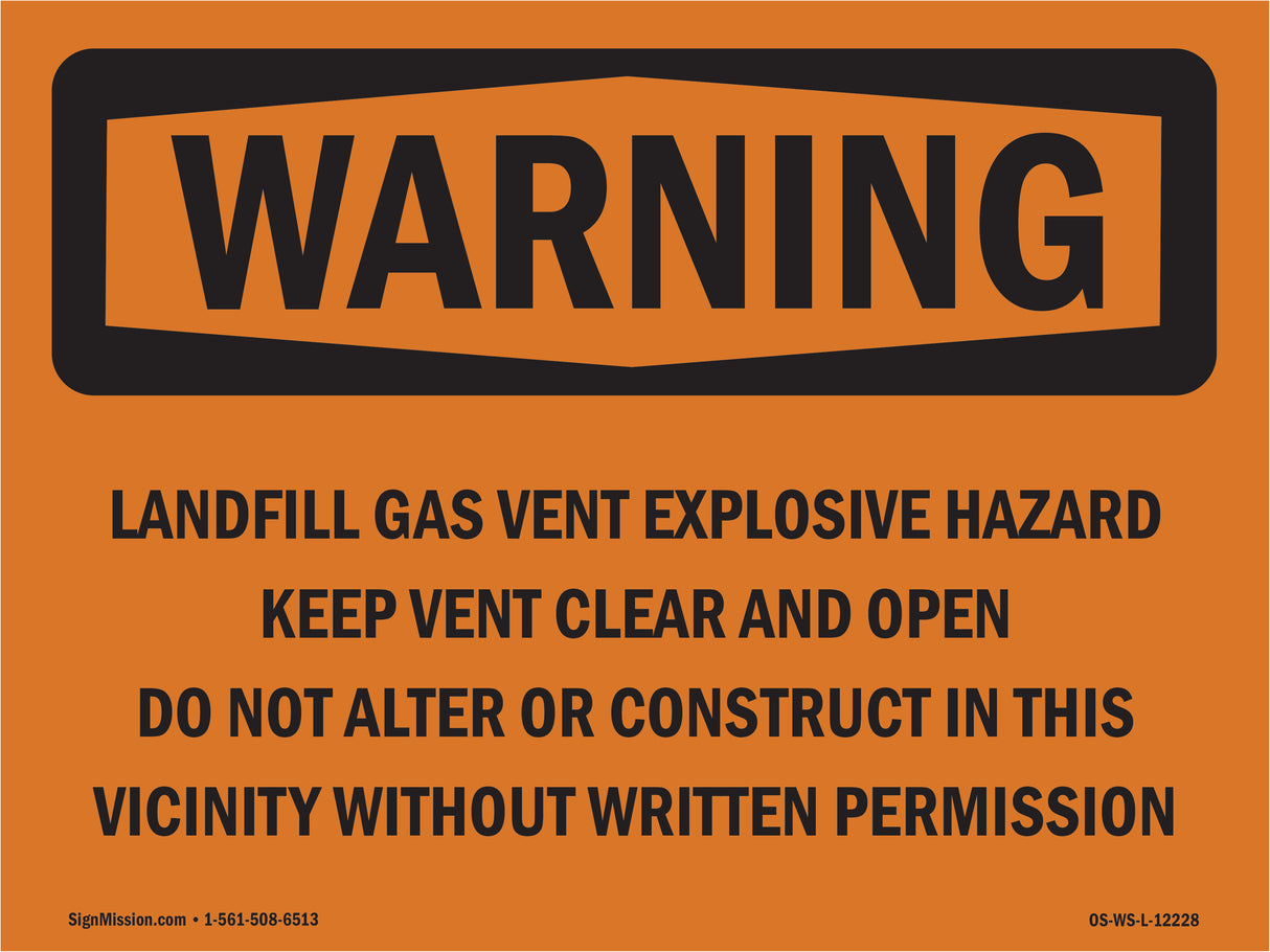 Landfill Gas Vent Explosive Hazard Keep