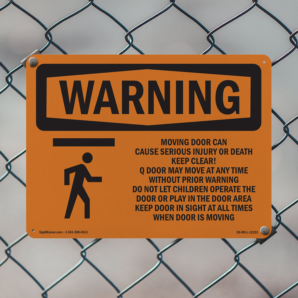 Moving Door Can Cause Serious With Symbol