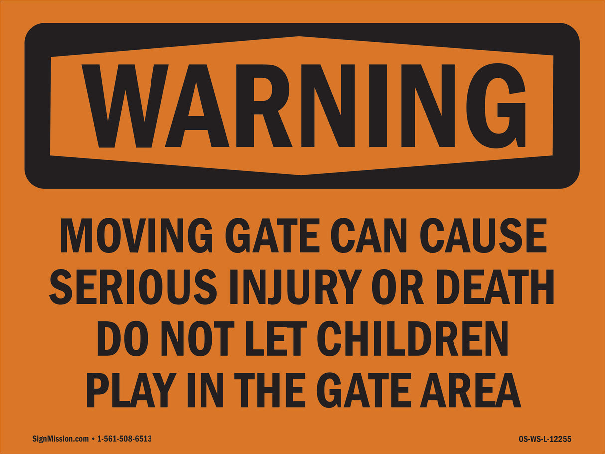 Moving Gate Can Cause Serious Injury Or
