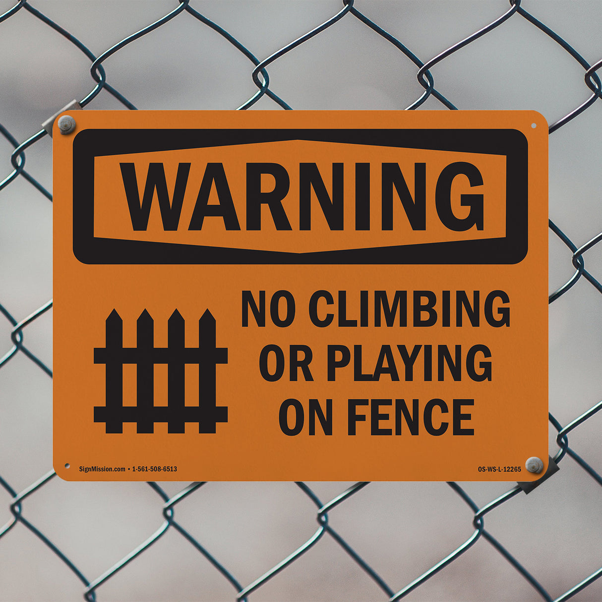 No Climbing Or Playing On Fence With Symbol
