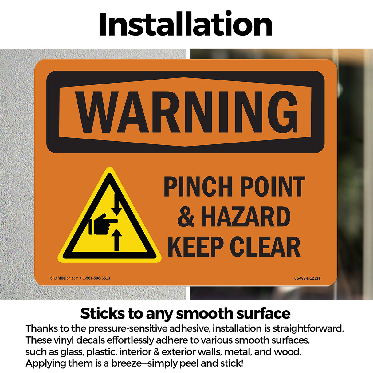 Pinch Point Hazard Keep Clear With Symbol