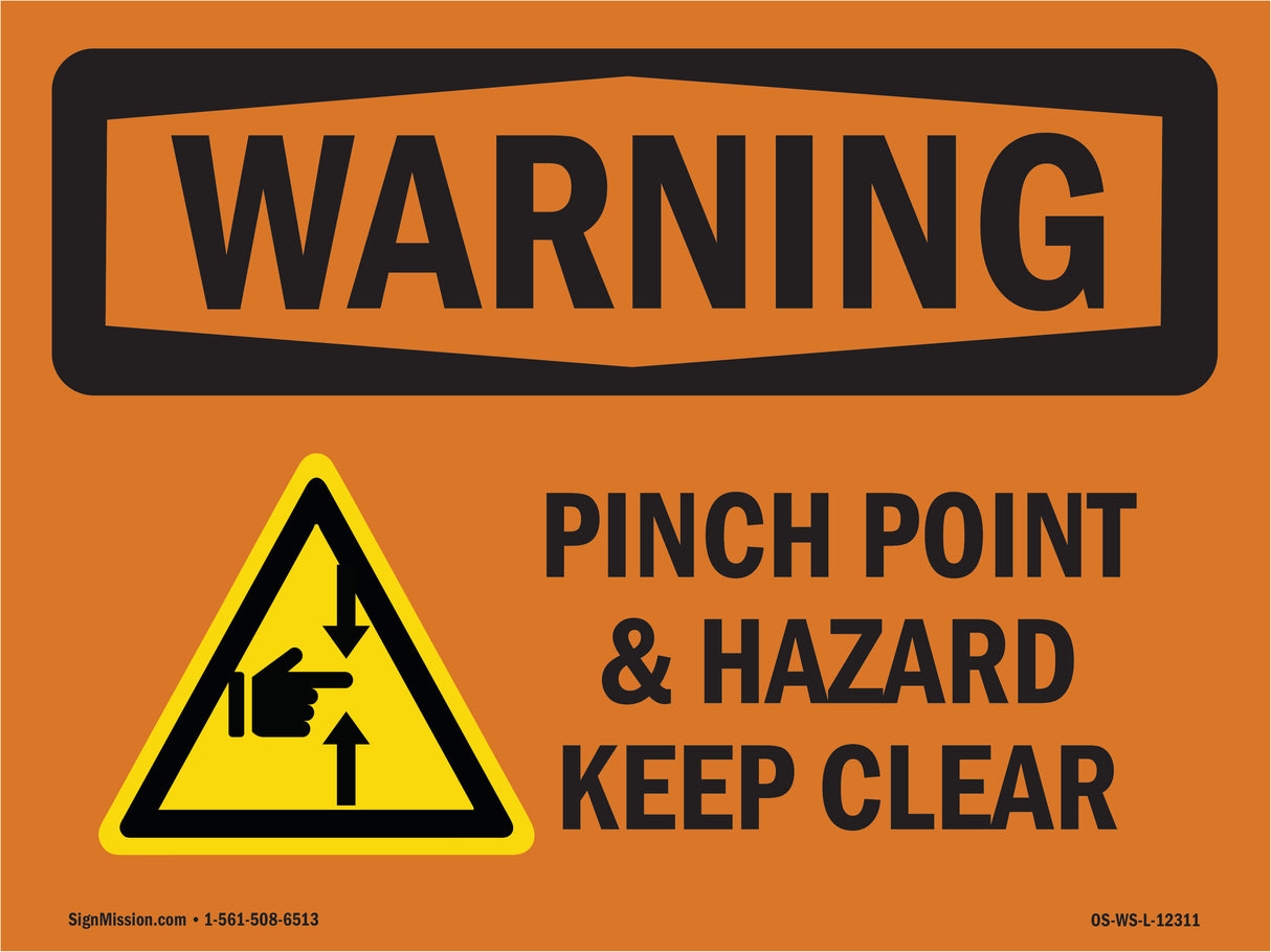 Pinch Point Hazard Keep Clear With Symbol