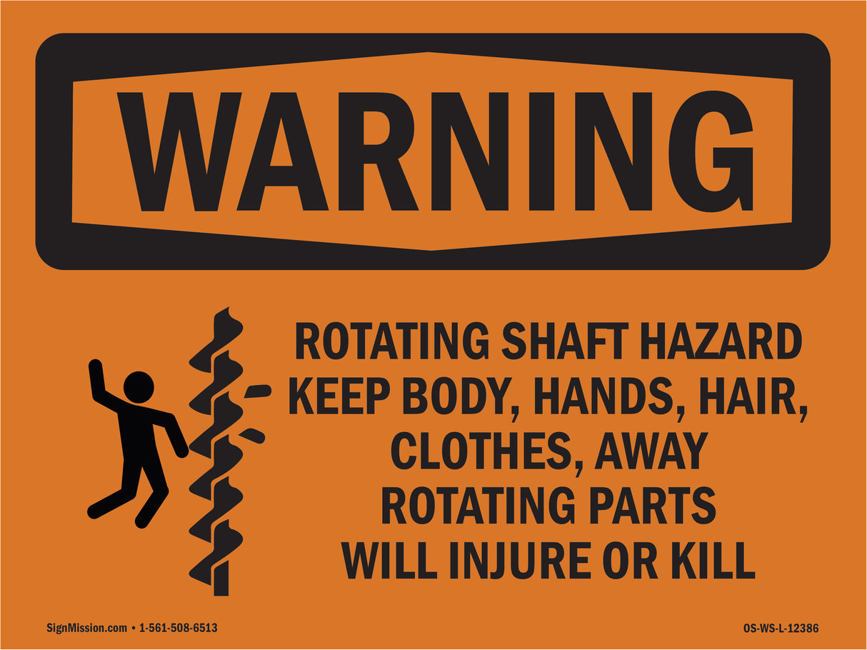 Rotating Shaft Hazard Keep Body, With Symbol