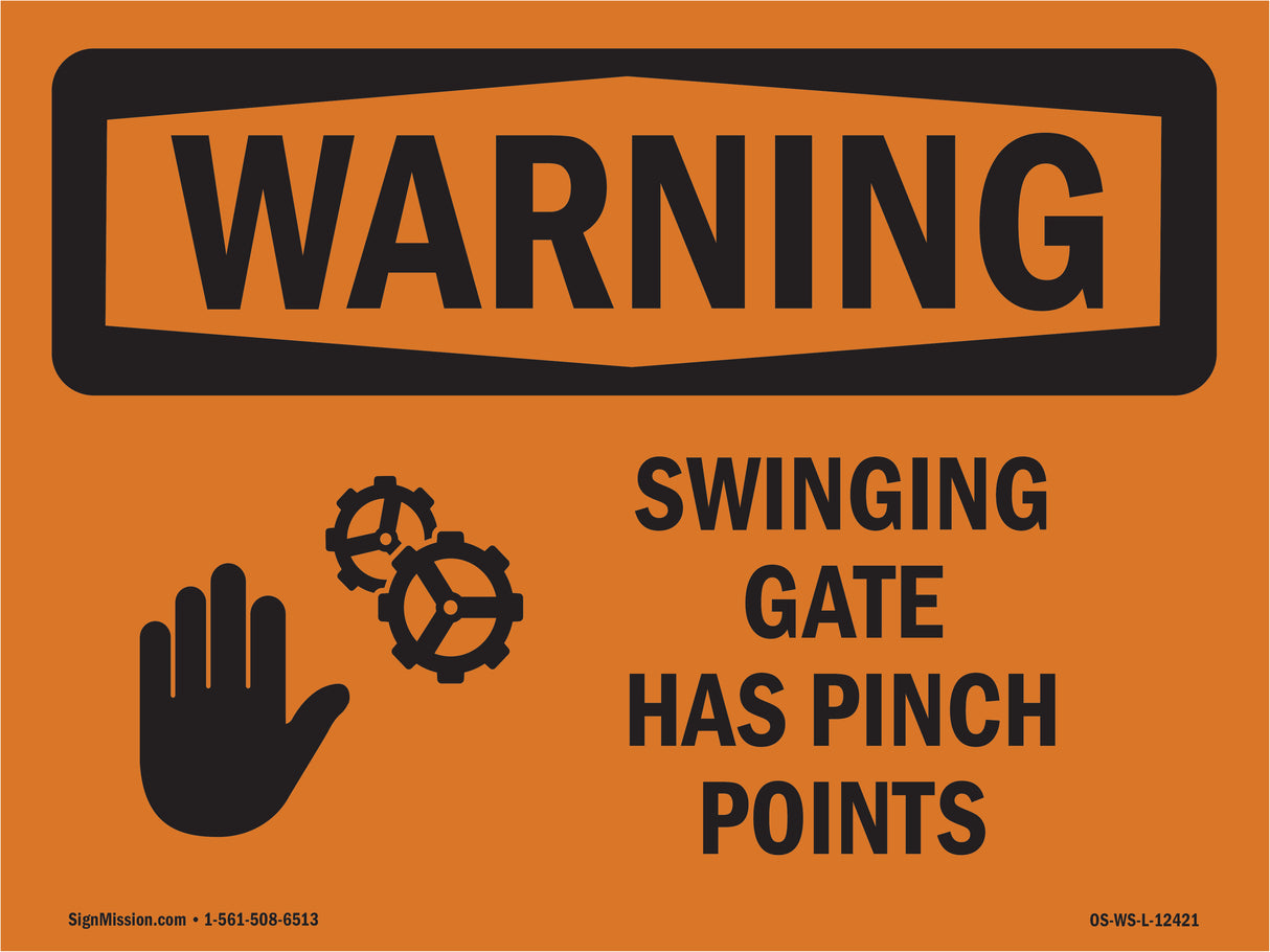 Swinging Gate Has Pinch Points With Symbol
