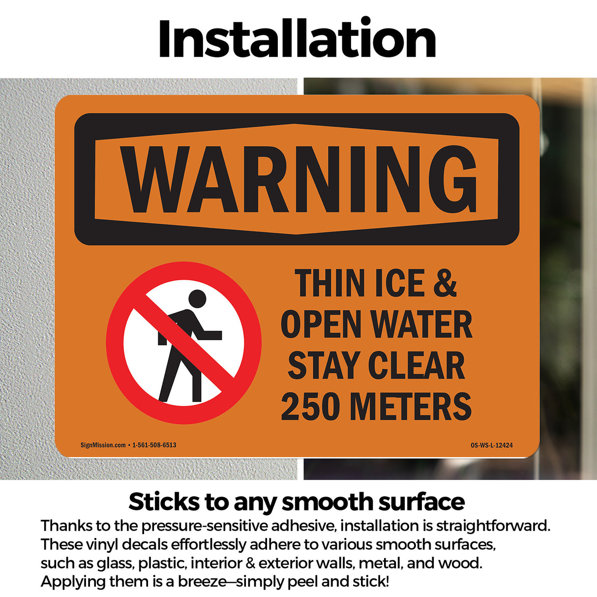 Thin Ice & Open Water Stay Clear With Symbol