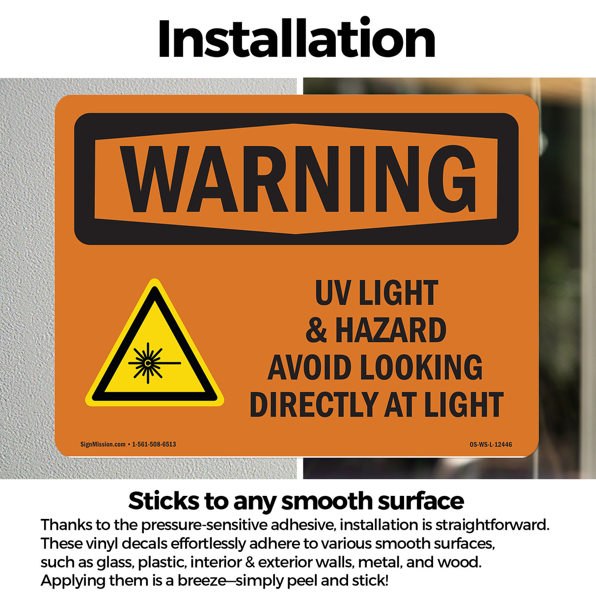 UV Light Hazard Avoid Looking With Symbol