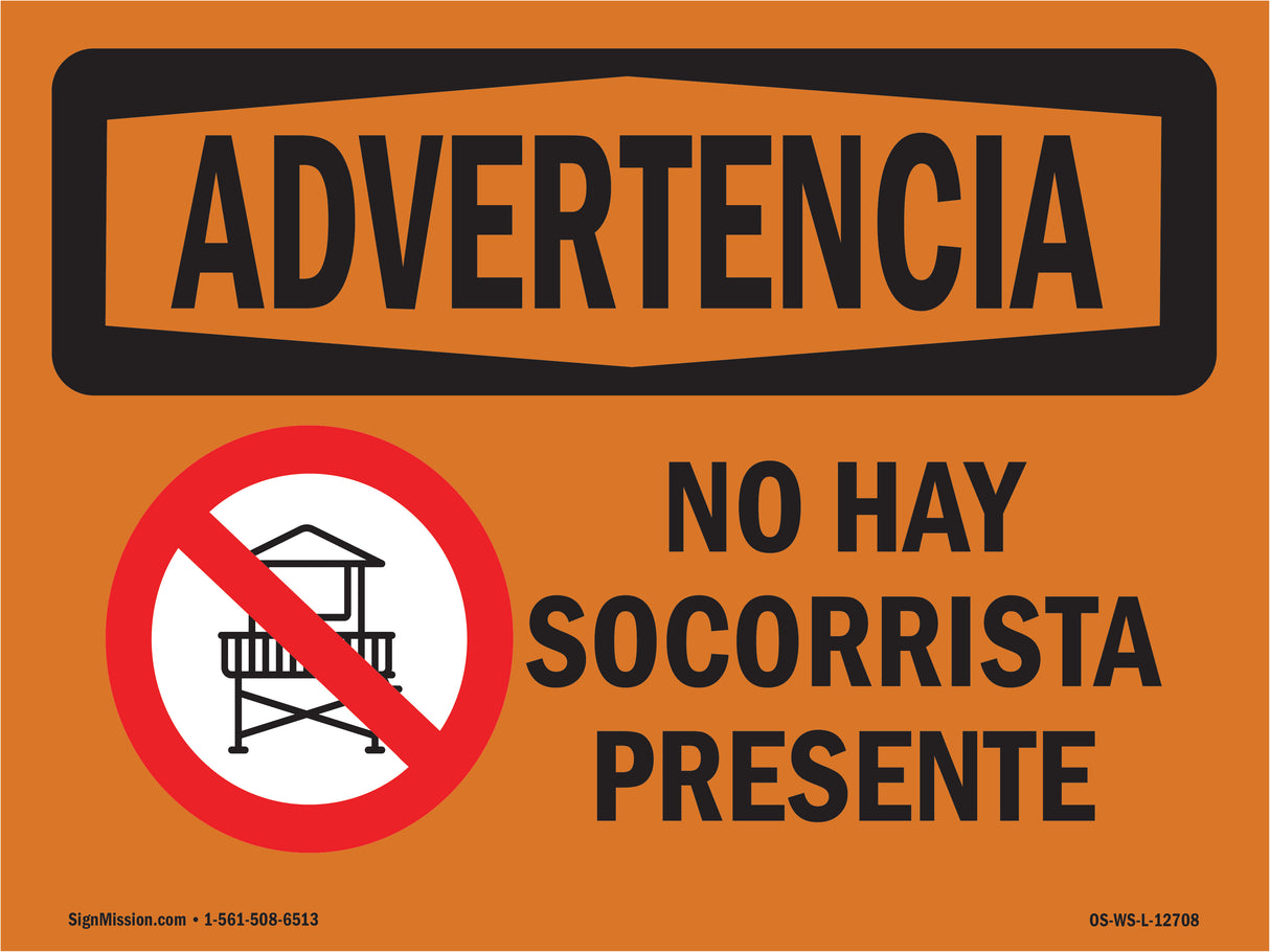 No Lifeguard On Duty Spanish