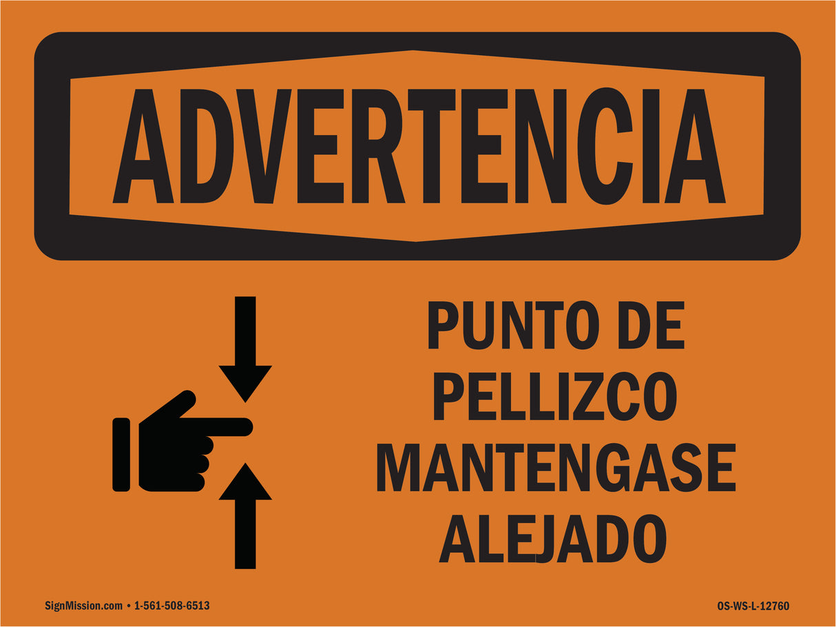 Pinch Point Keep Back Spanish