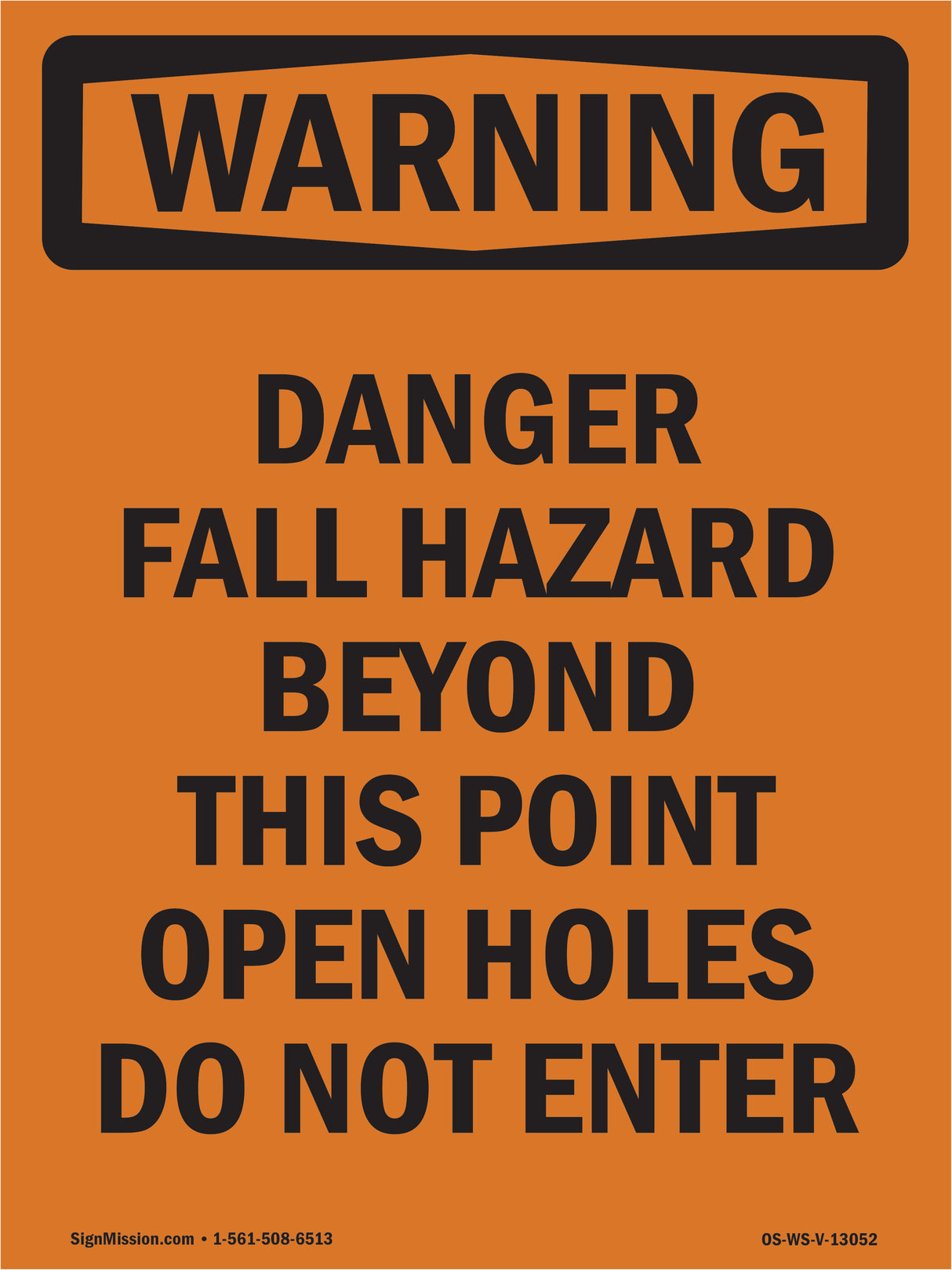 Danger Fall Hazard Beyond This Point Open