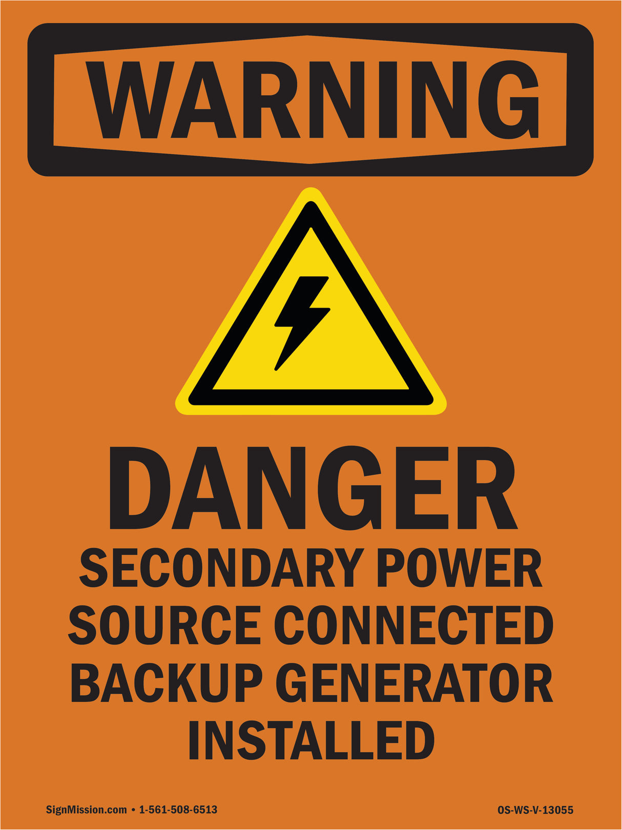 Danger Secondary Power Source With Symbol