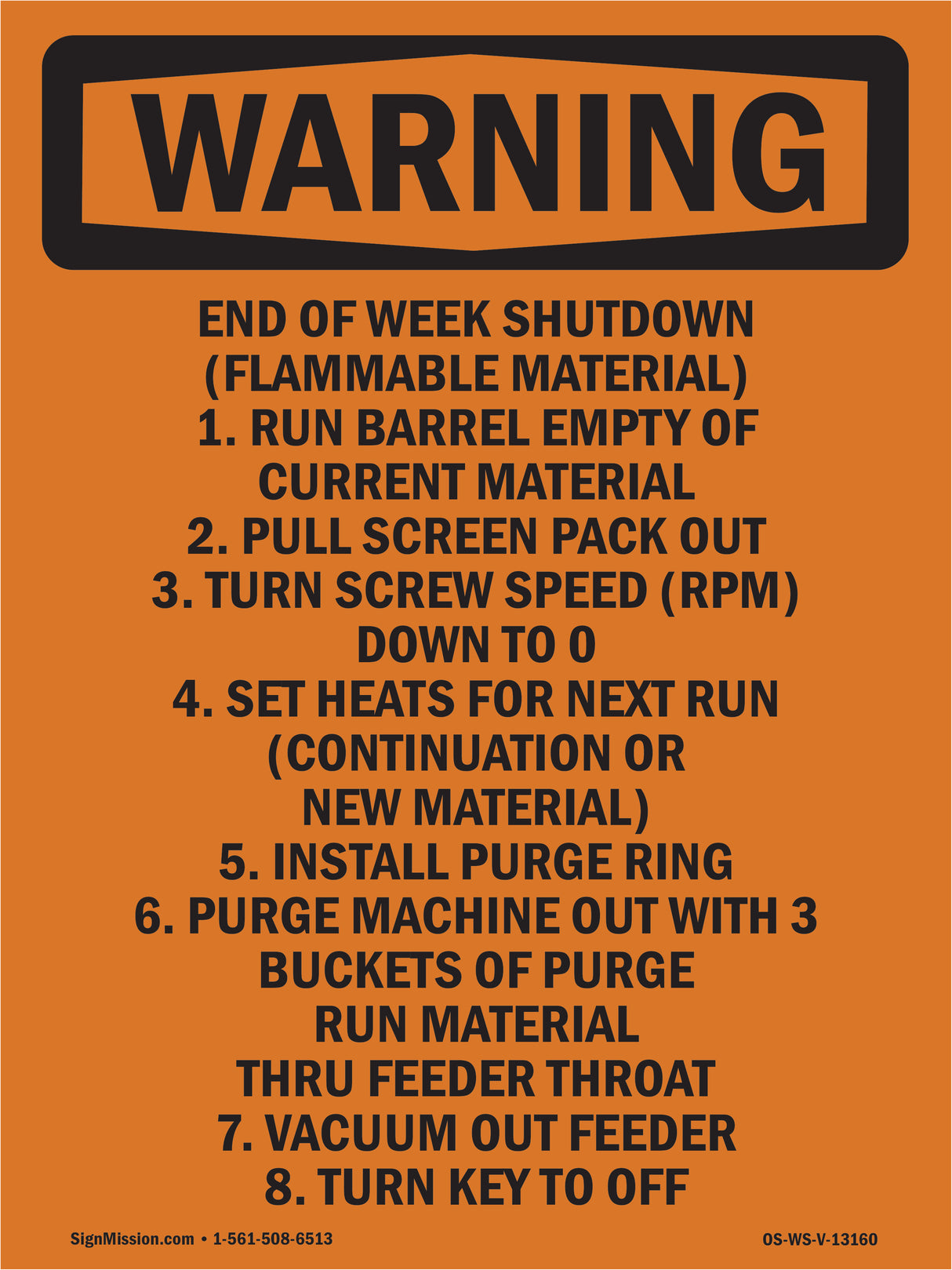 End Of Week Shutdown (Flammable Material)