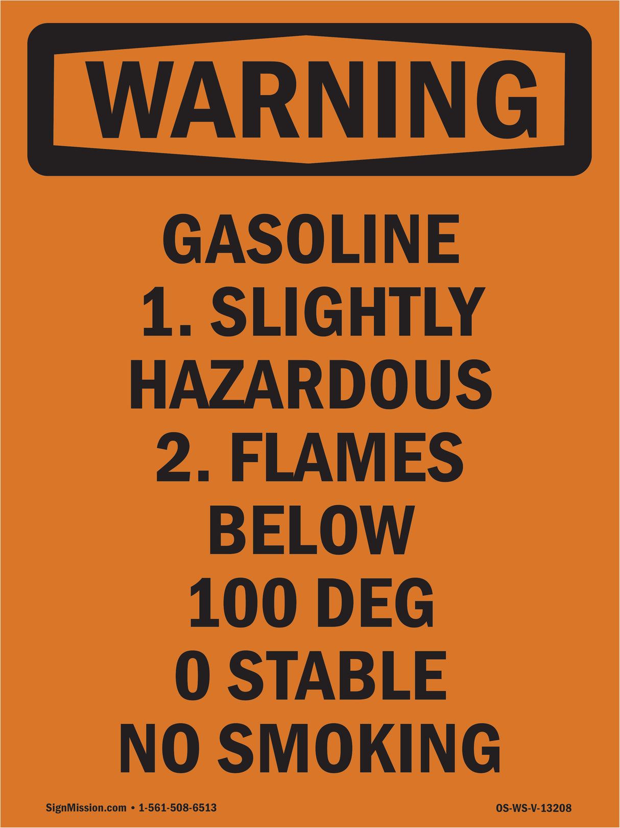 Gasoline 1. Slightly Hazardous 2. Flames