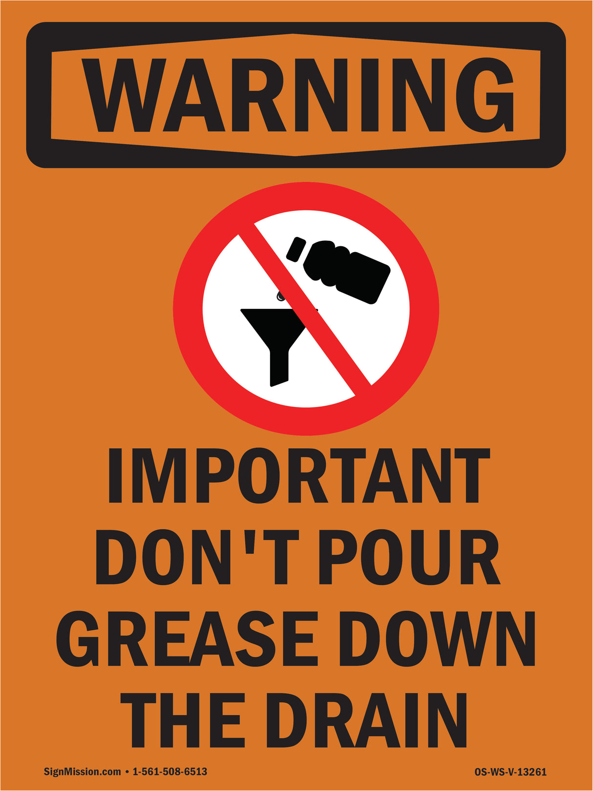 Important Don't Pour Grease With Symbol