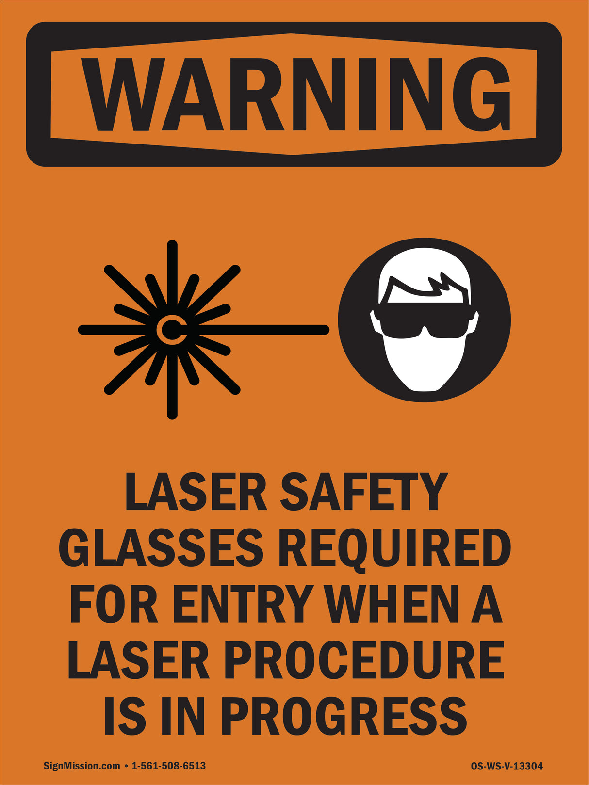 Laser Safety Glasses Required With Symbol