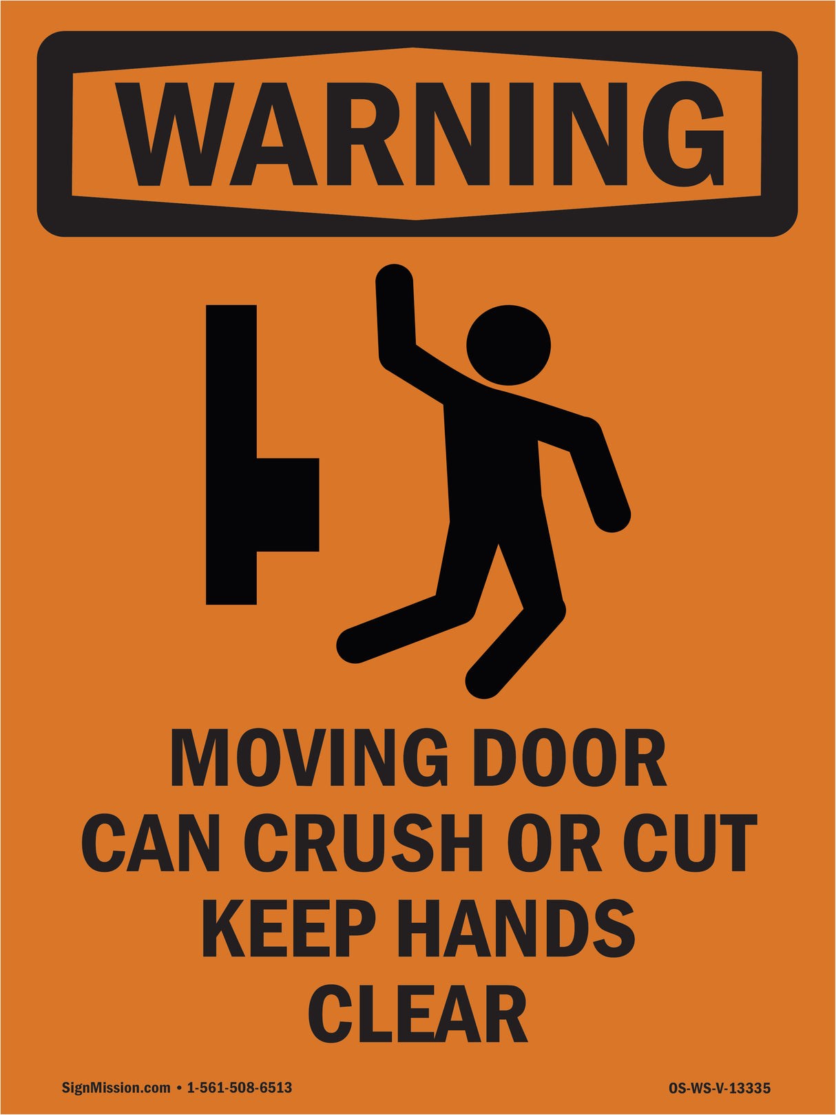 Moving Door Can Crush Or Cut With Symbol