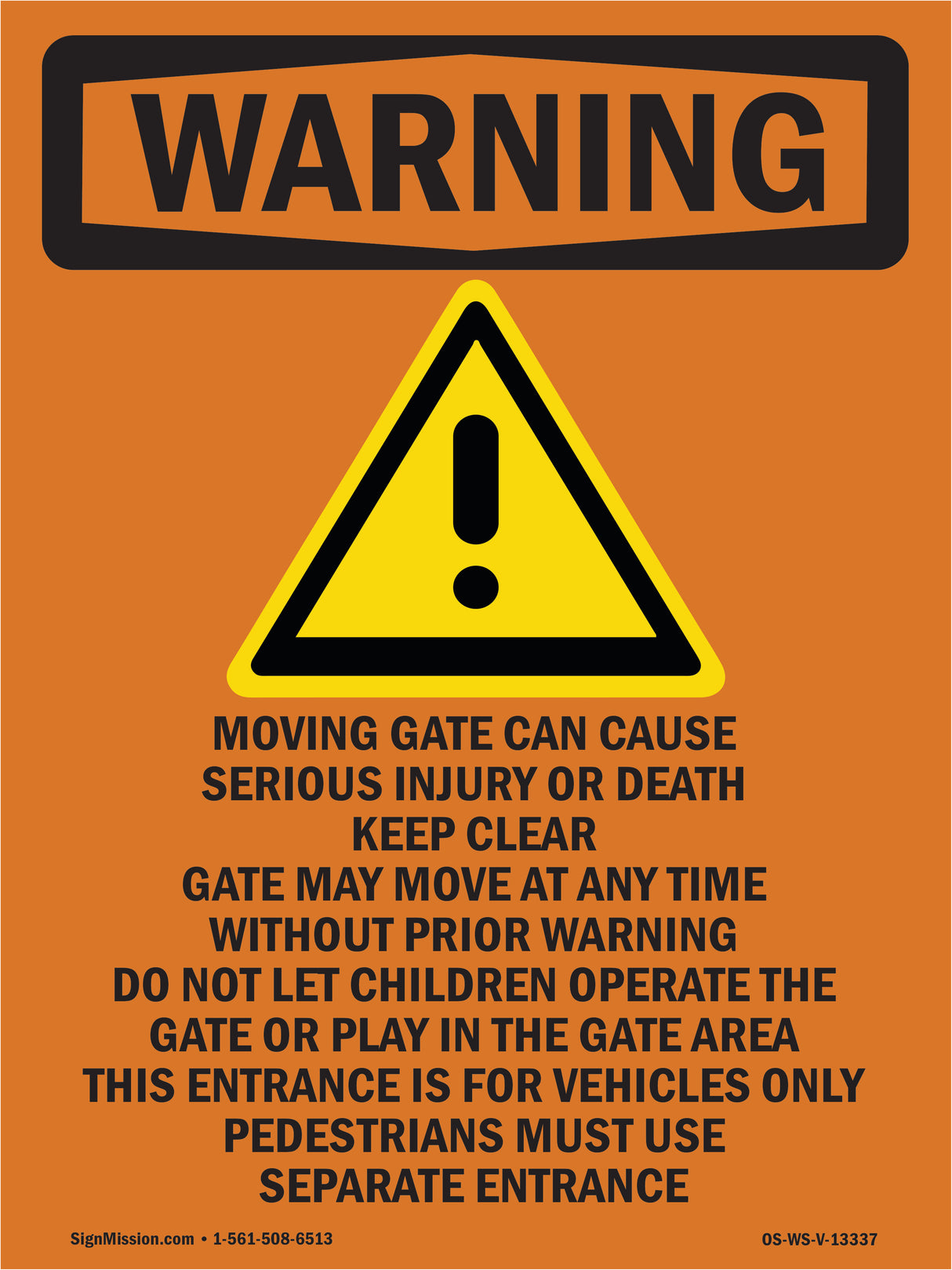 Moving Gate Can Cause Serious Injury