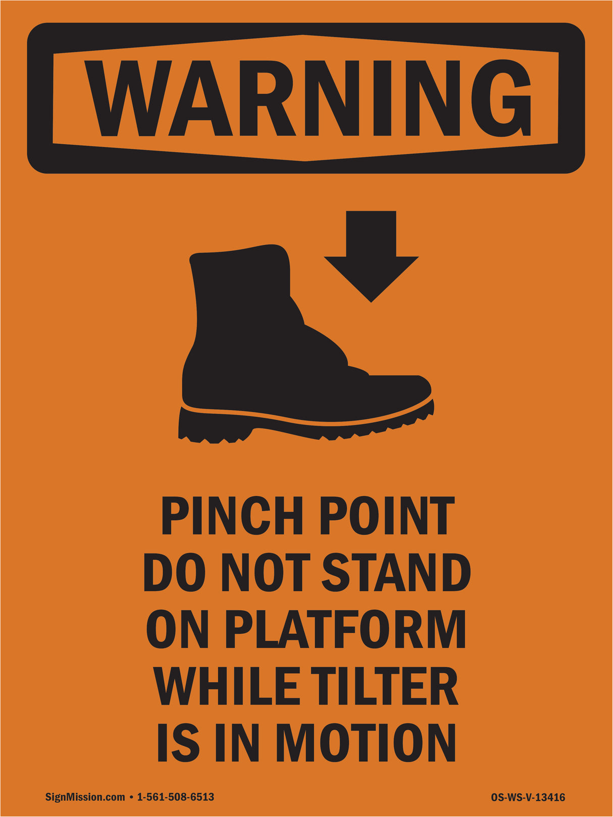 Pinch Point Do Not Stand On With Symbol